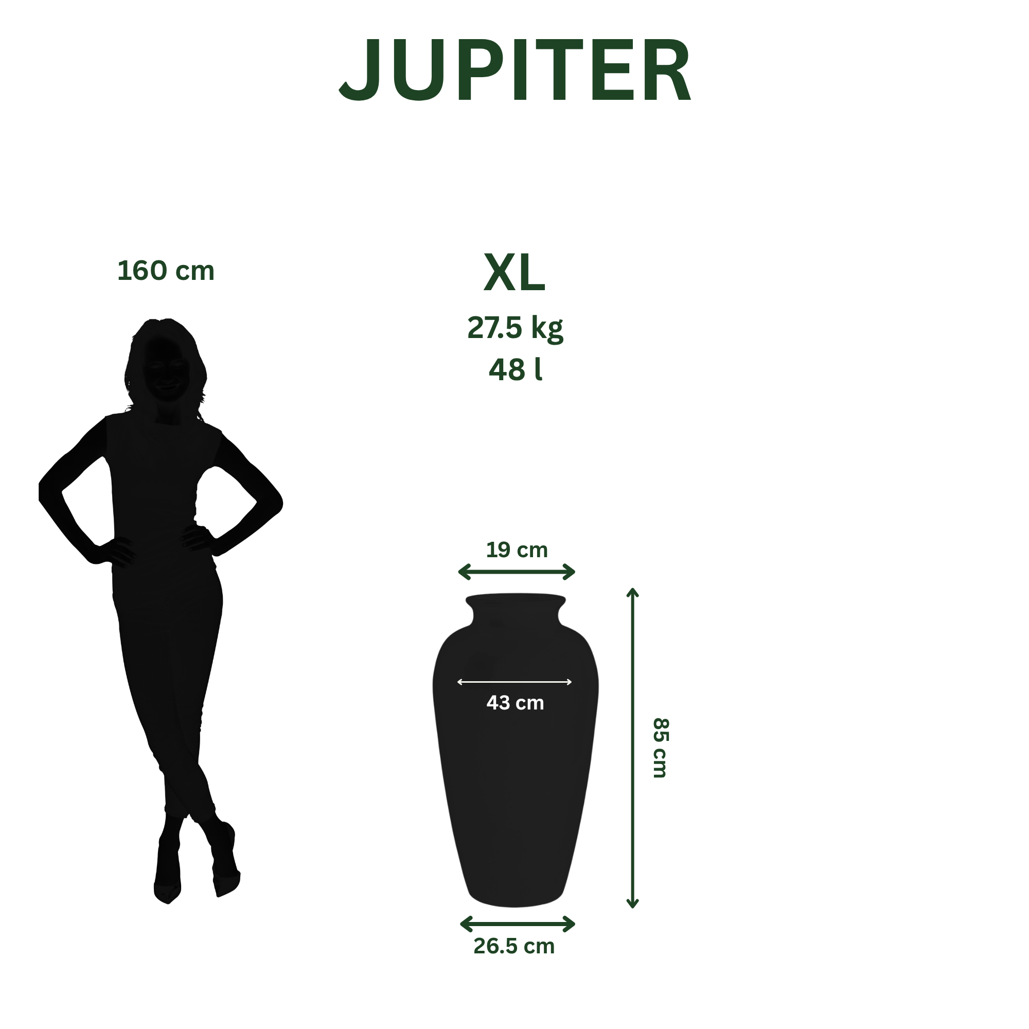 Keramický květináč Jupiter - Tropická Zelená - XL (40x83cm)