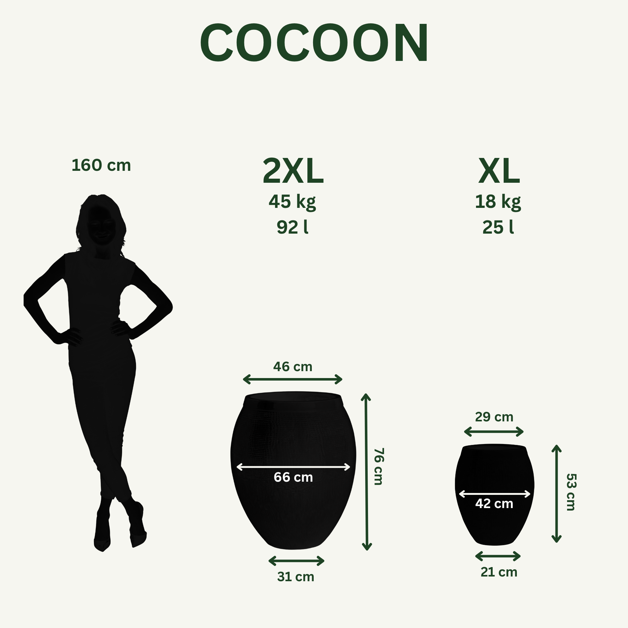 COCOON - Krémová– velký ručně vyráběný venkovní květináč z glazované terakoty, mrazuvzdorný - XXL (66 x 76 cm)