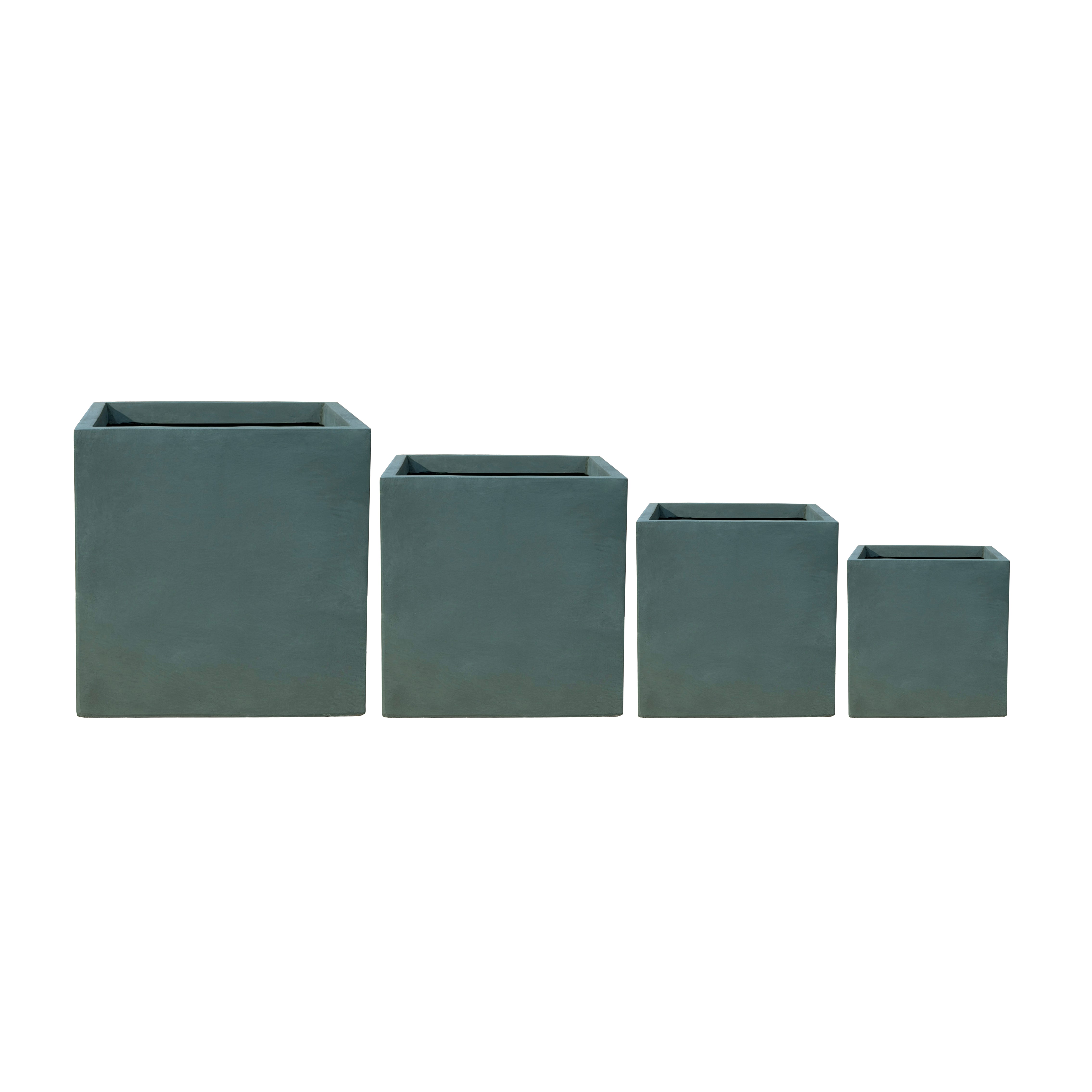 Betonový květináč Kubix tmavě zelená 60×60×60 cm – mrazuvzdorný, do exteriéru