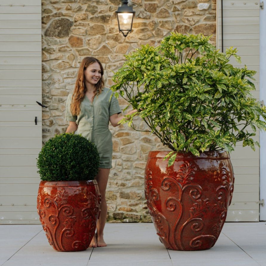 Keramický květináč Gaia - Podzimní Oranžová - Provencelia.cz