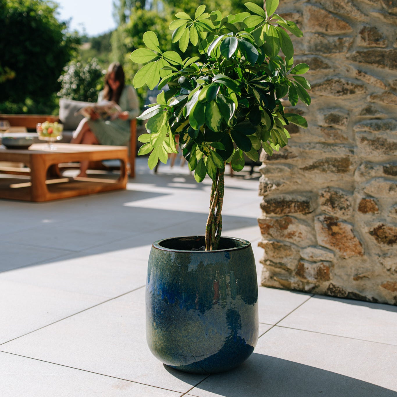 Keramický květináč SOCRATE - Azurově modrá