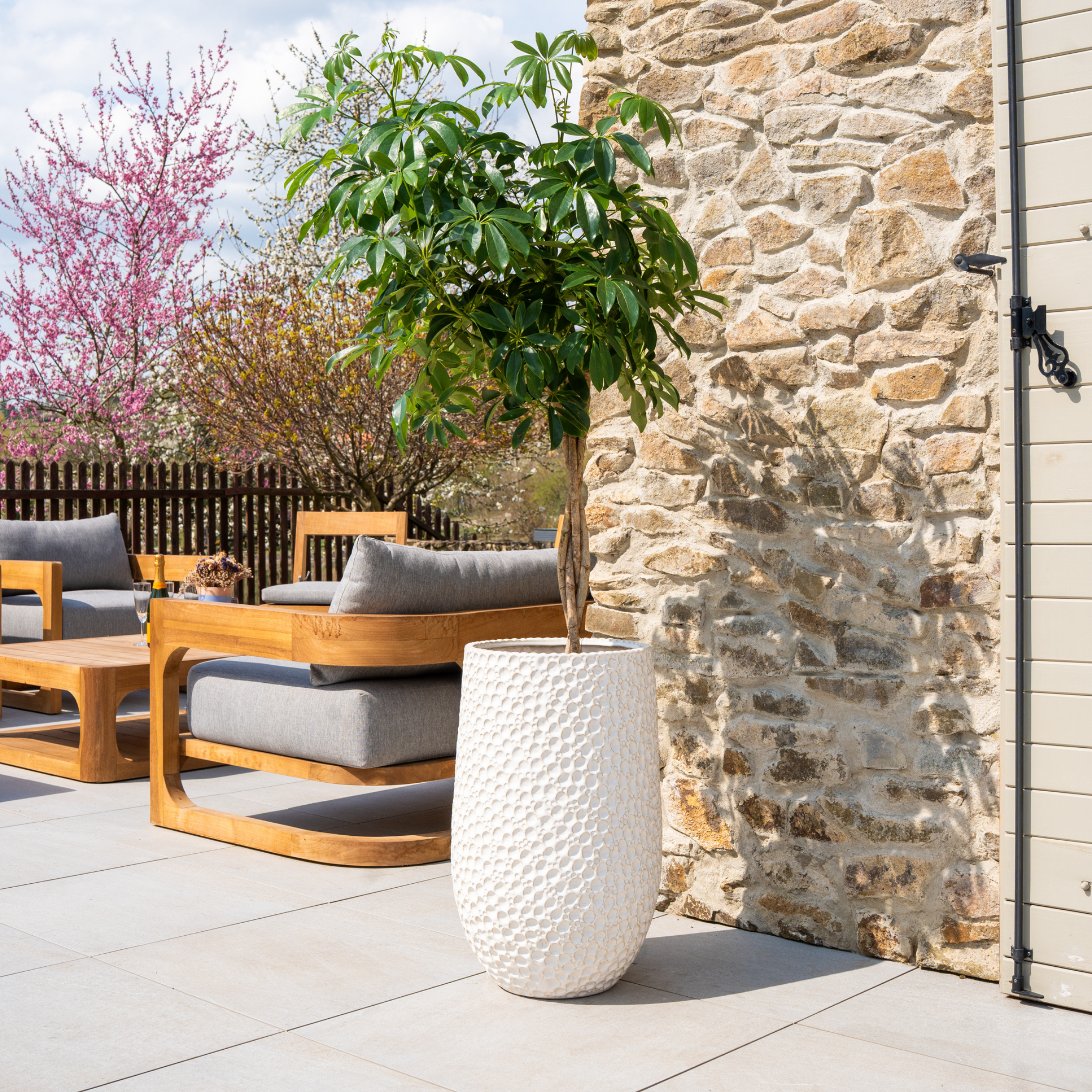 PARIS keramický květináč bílá – odolný vůči počasí, pro interiér i exteriér