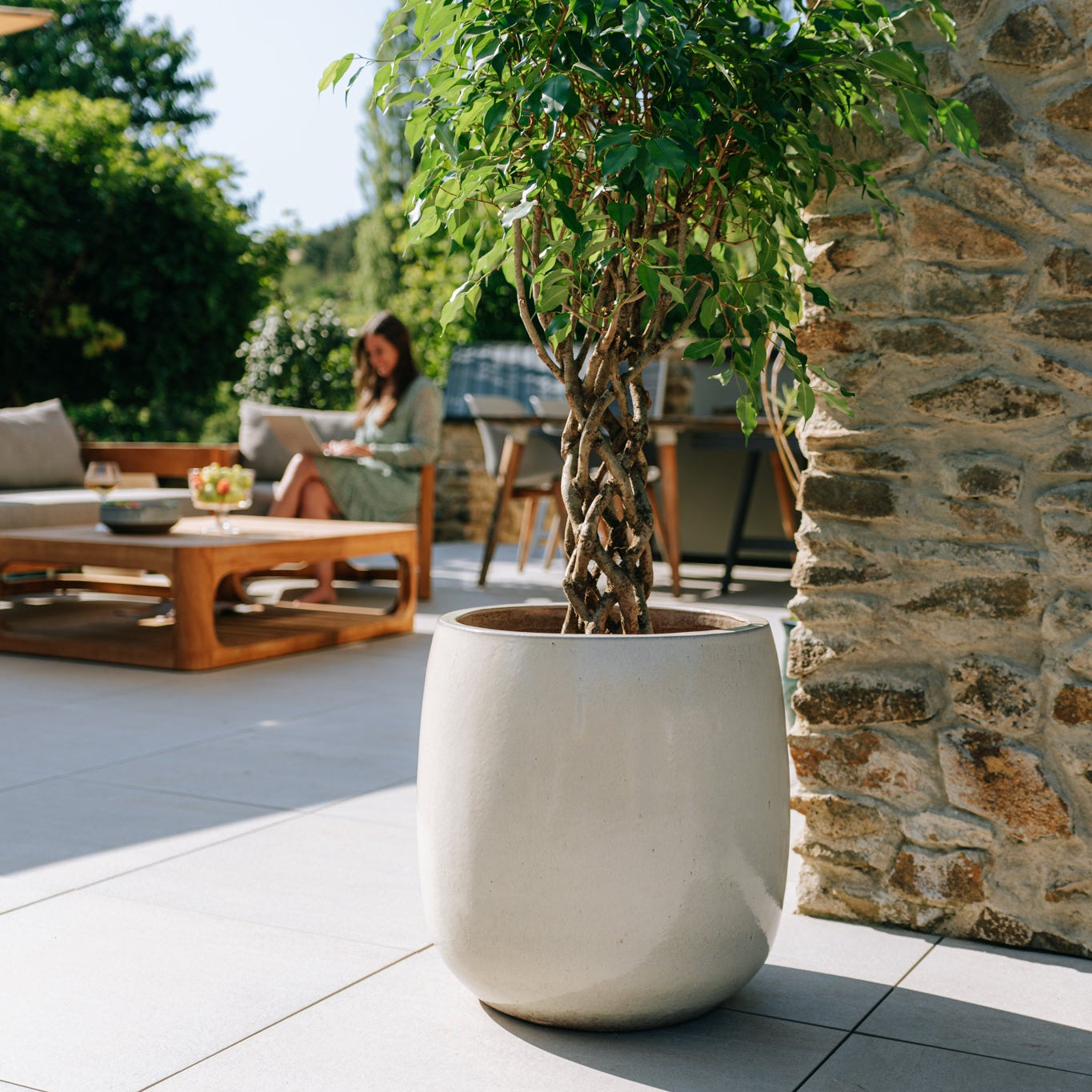 Keramický květináč SOCRATE - Krémová