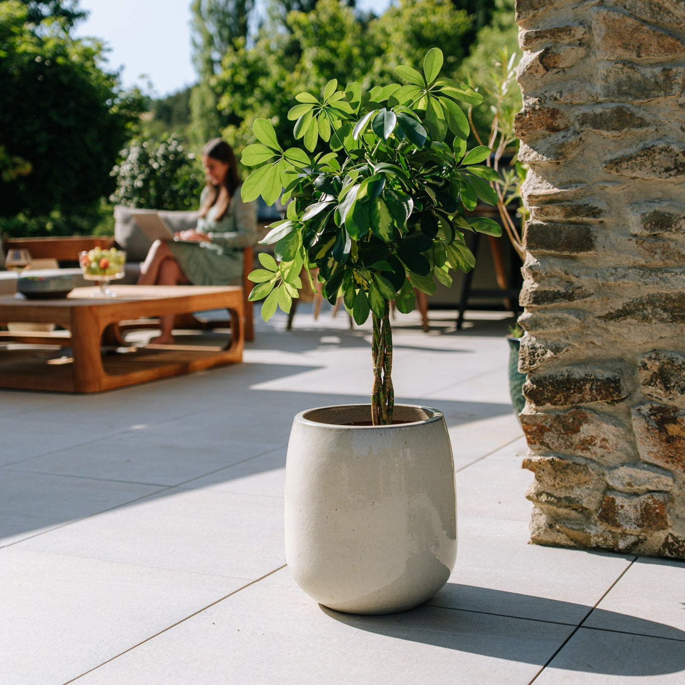 Keramický květináč SOCRATE - Krémová