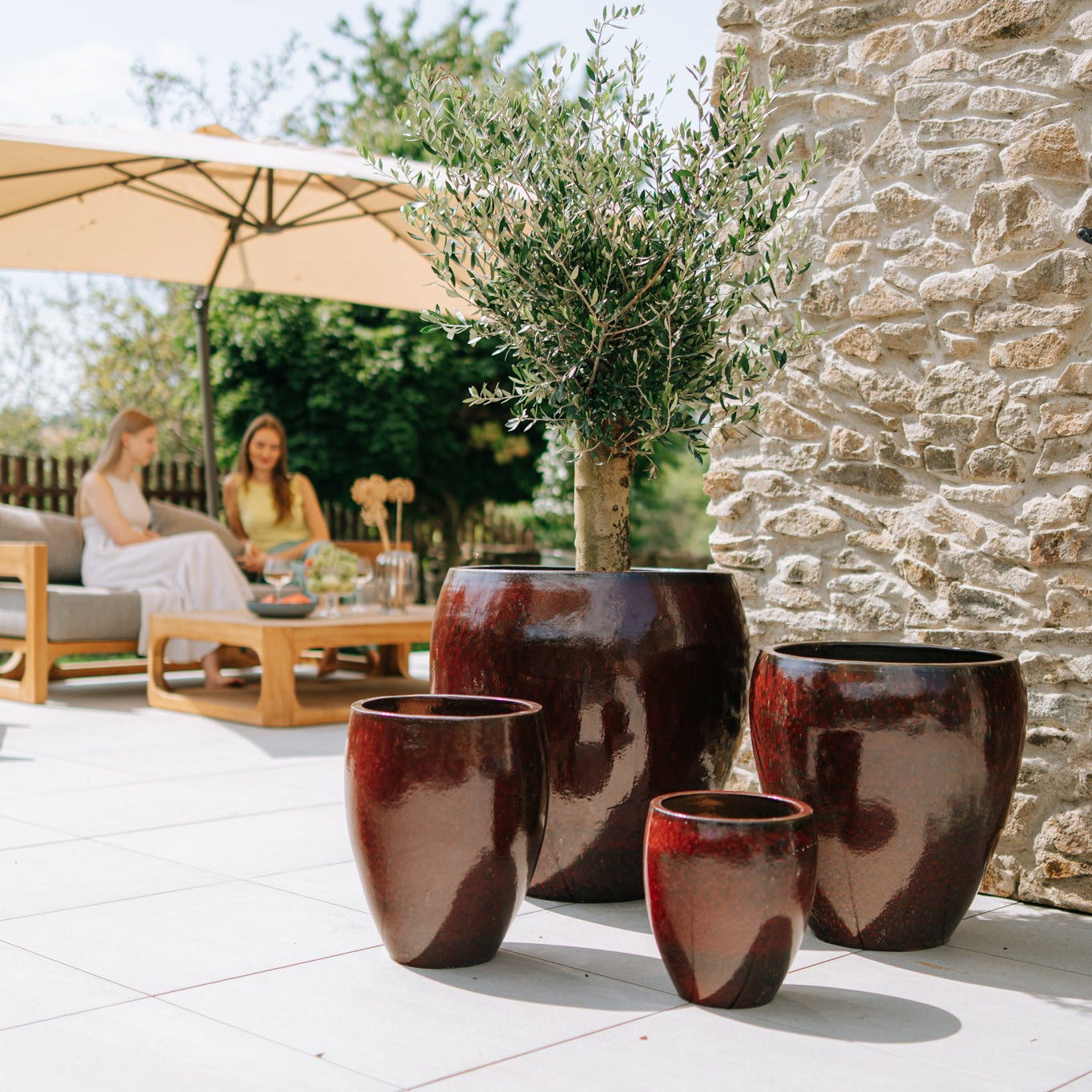 Keramický květináč LAFONTAINE - Cihlově červená