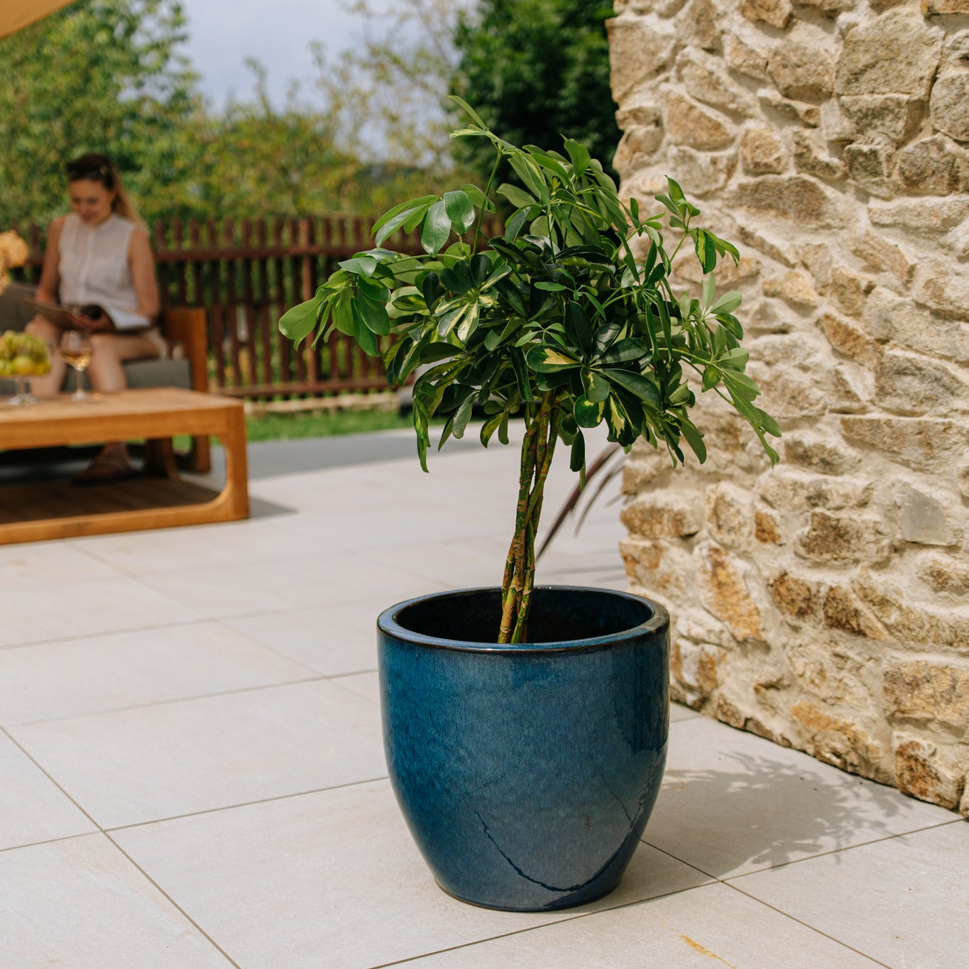 Keramický květináč LANCELOT - Azurově modrá