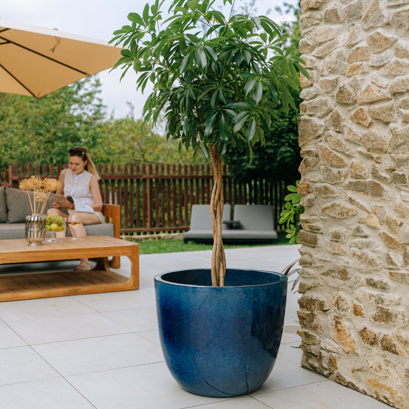 Keramický květináč LANCELOT - Azurově modrá