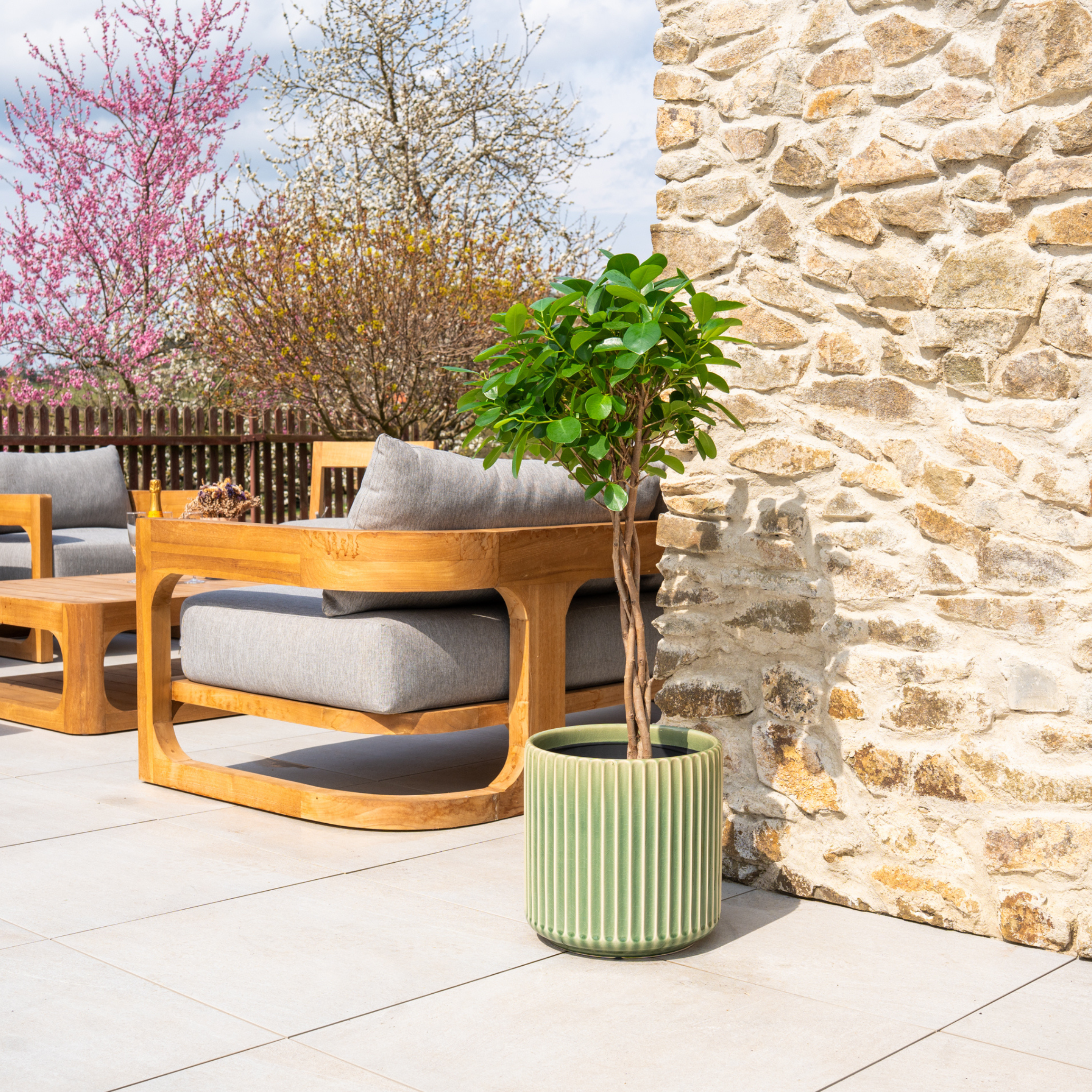 Keramický květináč London - Zelená