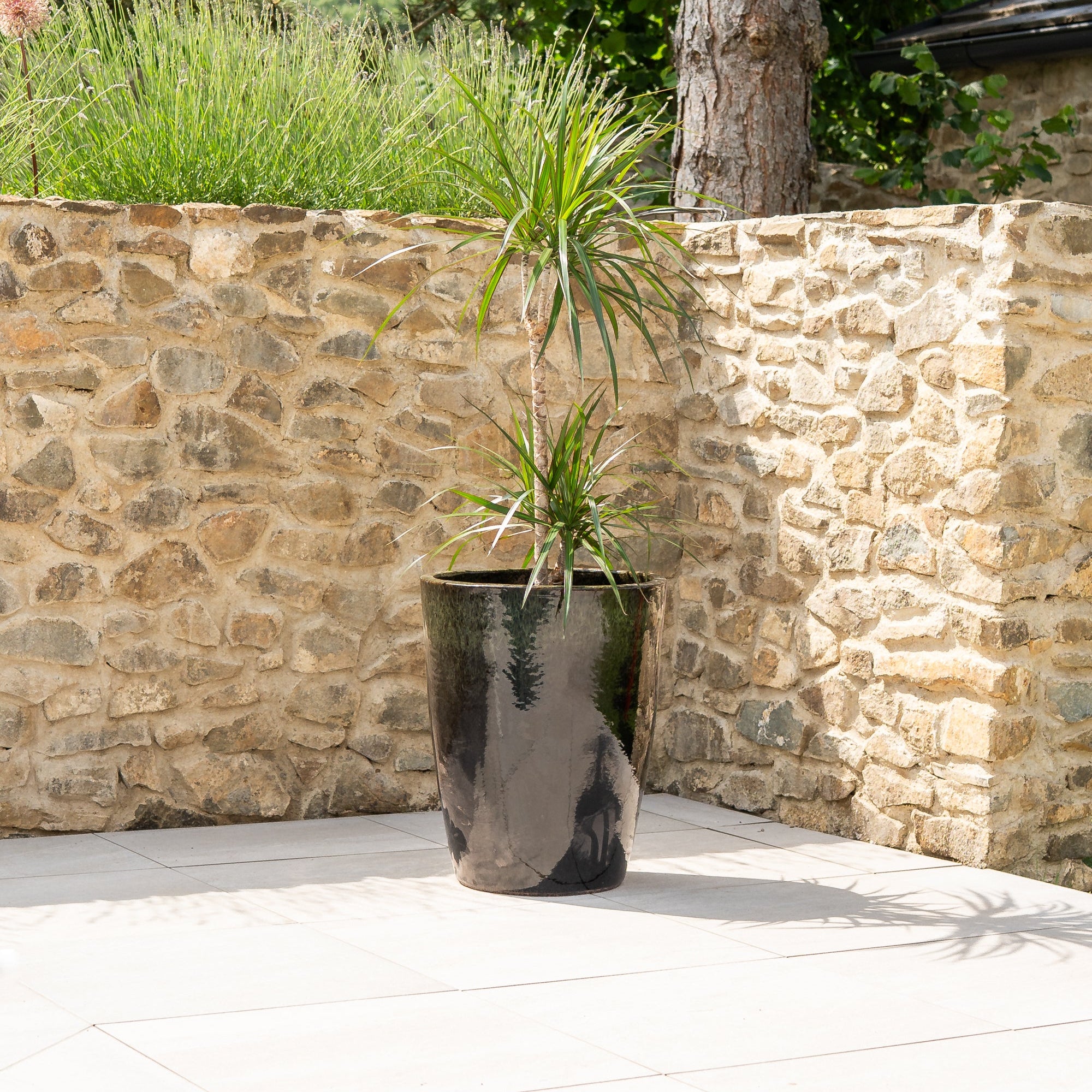 Keramicky květináč Mazarin - Černo zelený