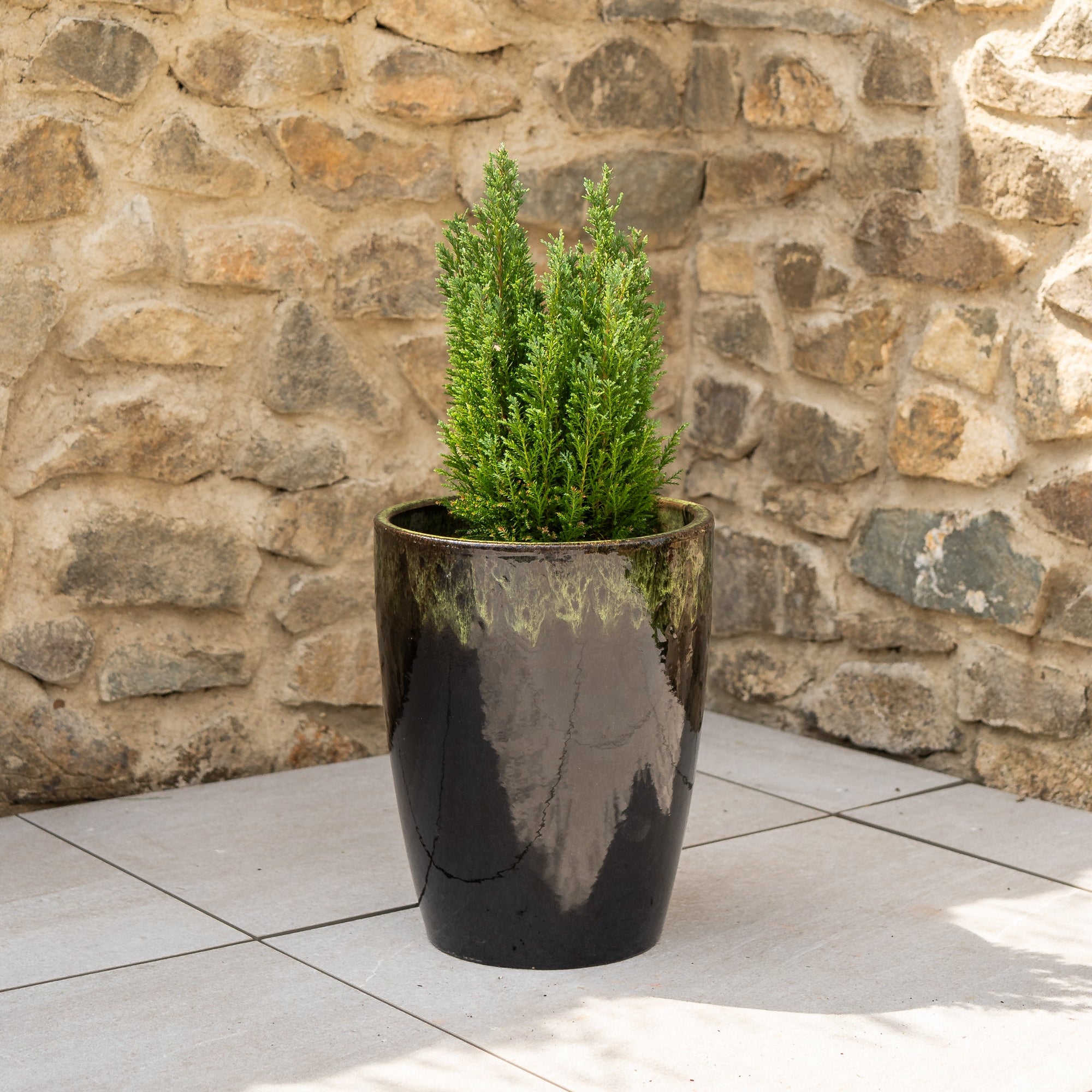 Keramicky květináč Mazarin - Černo zelený