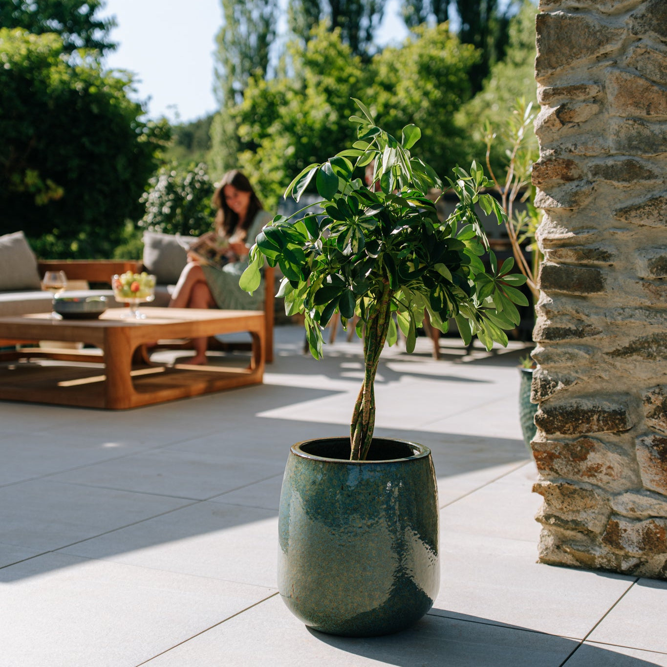 Keramický květináč SOCRATE - Ocelově modrá