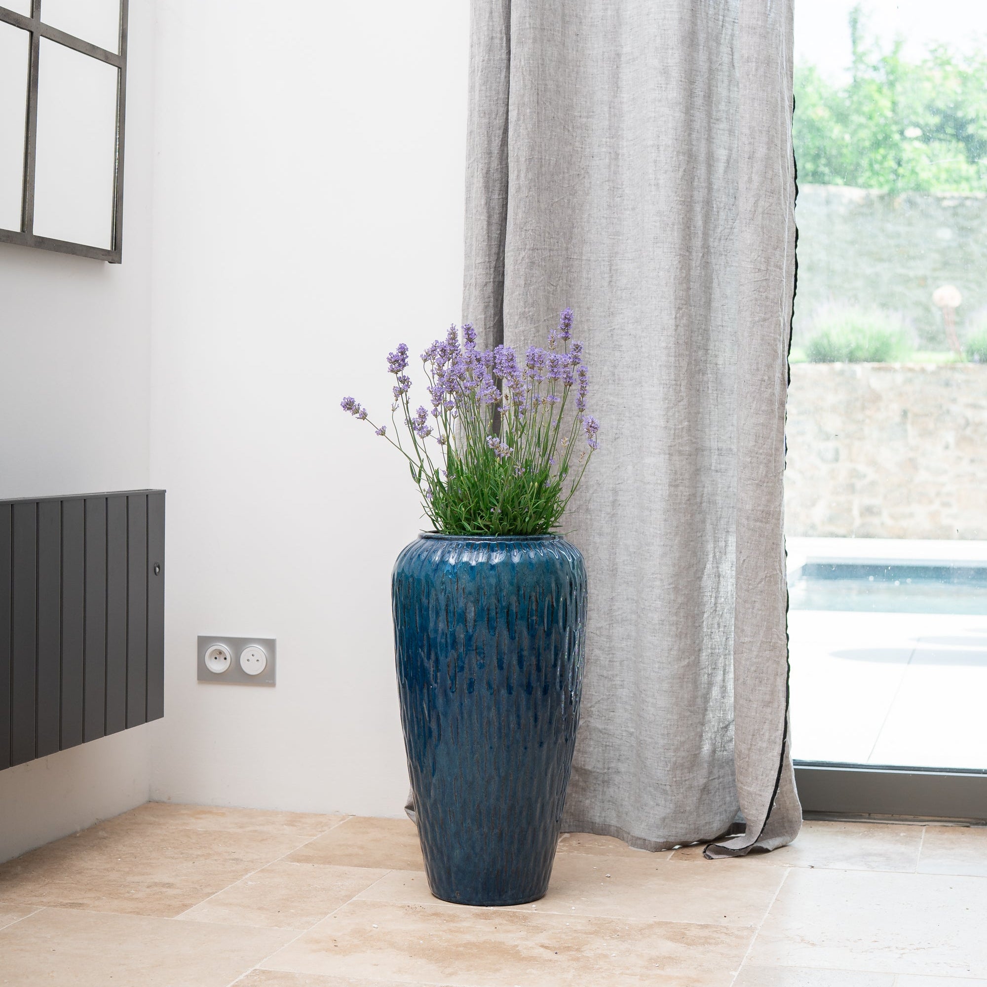 Keramický květináč Pompadour - Azurově modrá