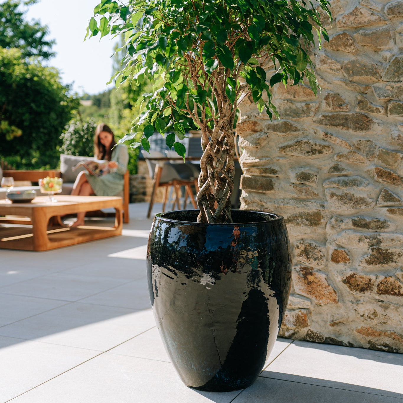 Keramicky květináč Poseidon - Černá