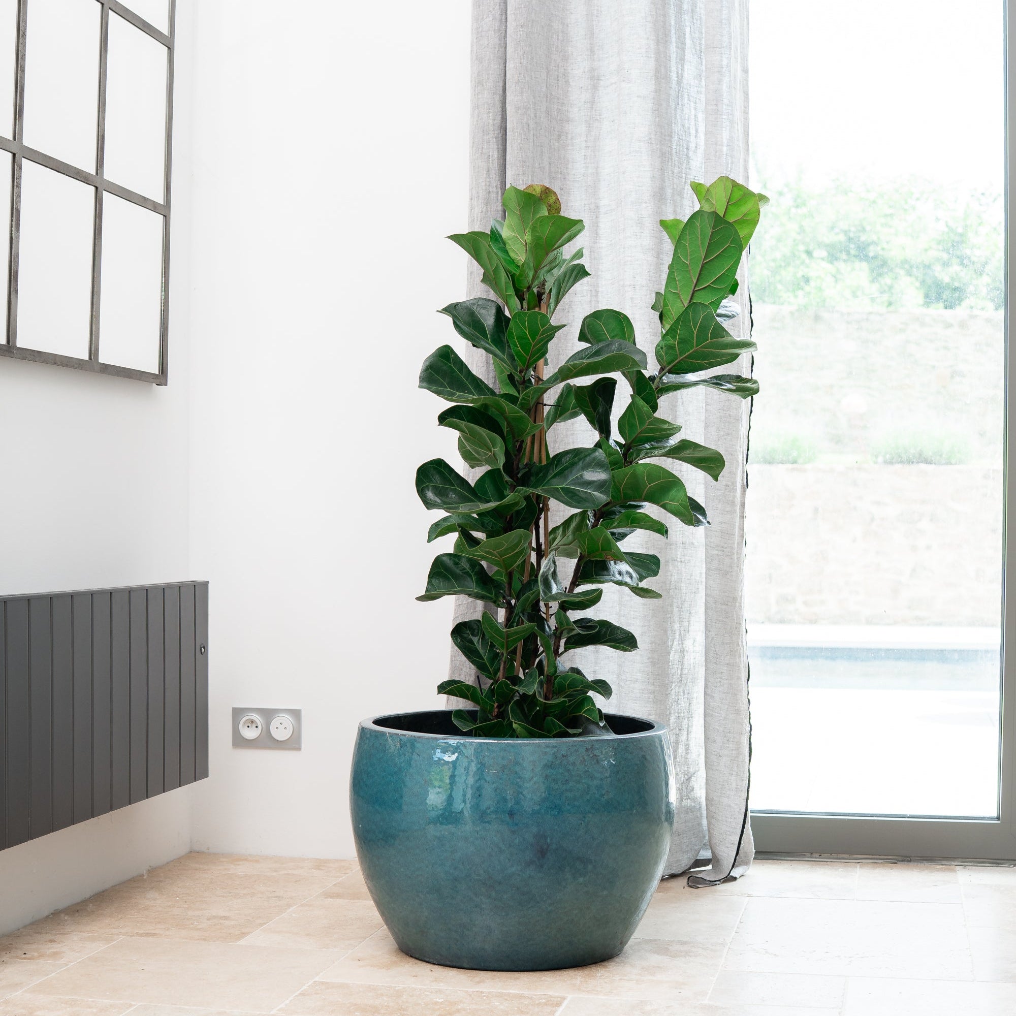 Keramicky květináč Romulus - Azurově modrá