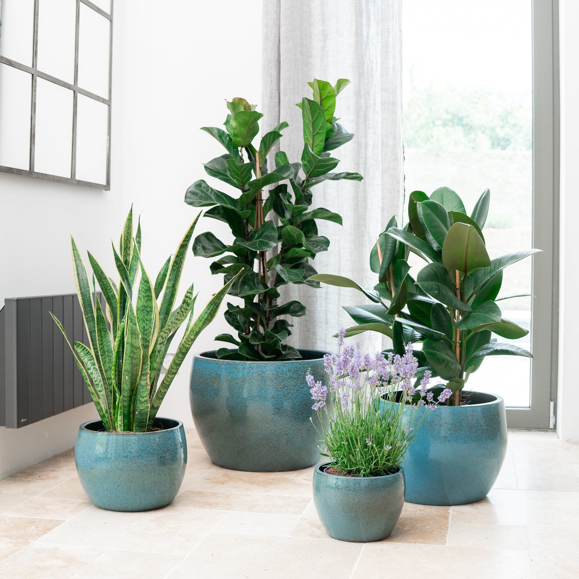 Keramicky květináč Romulus - Ocelově modrá