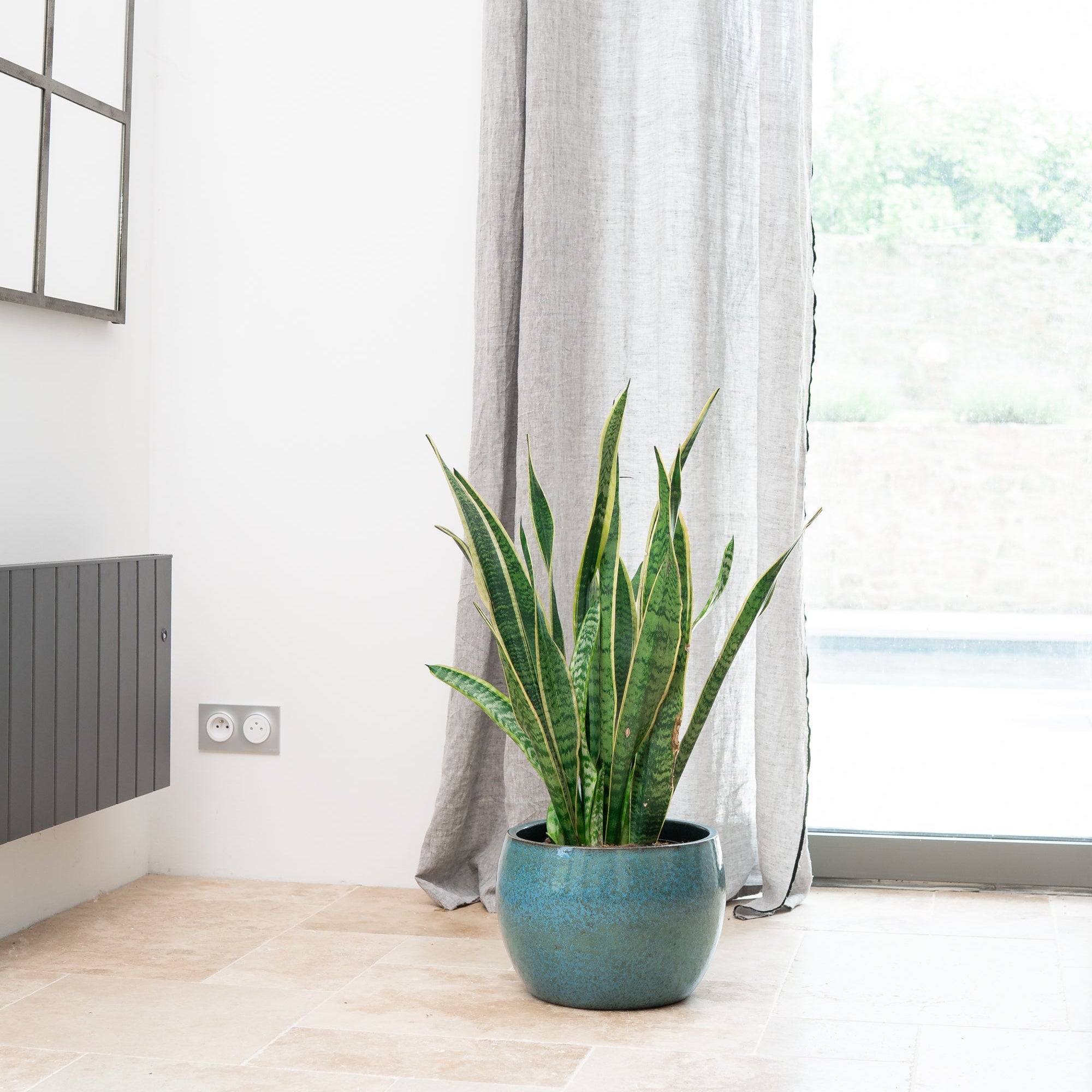 Keramicky květináč Romulus - Ocelově modrá