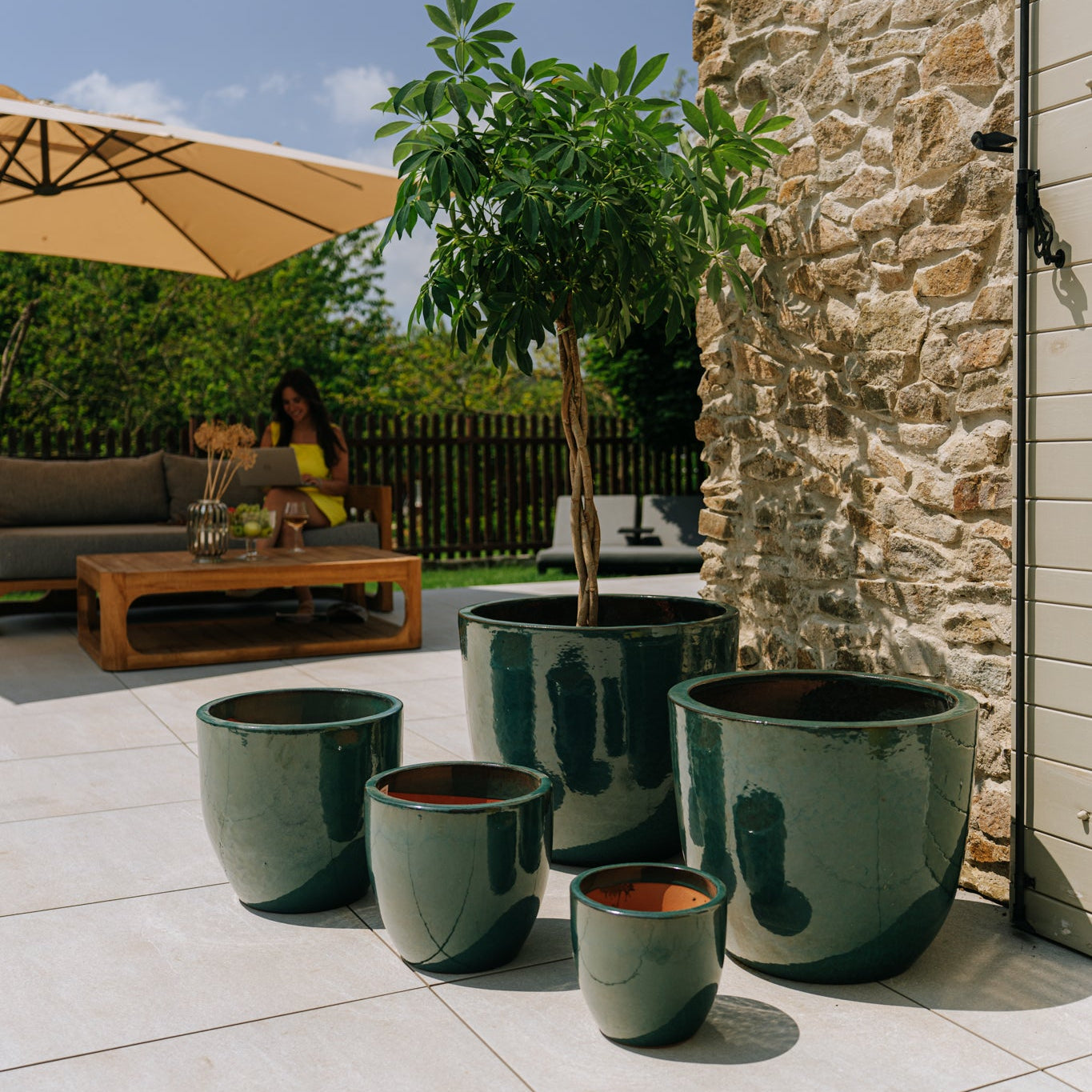 Keramický květináč LANCELOT - Nefritová