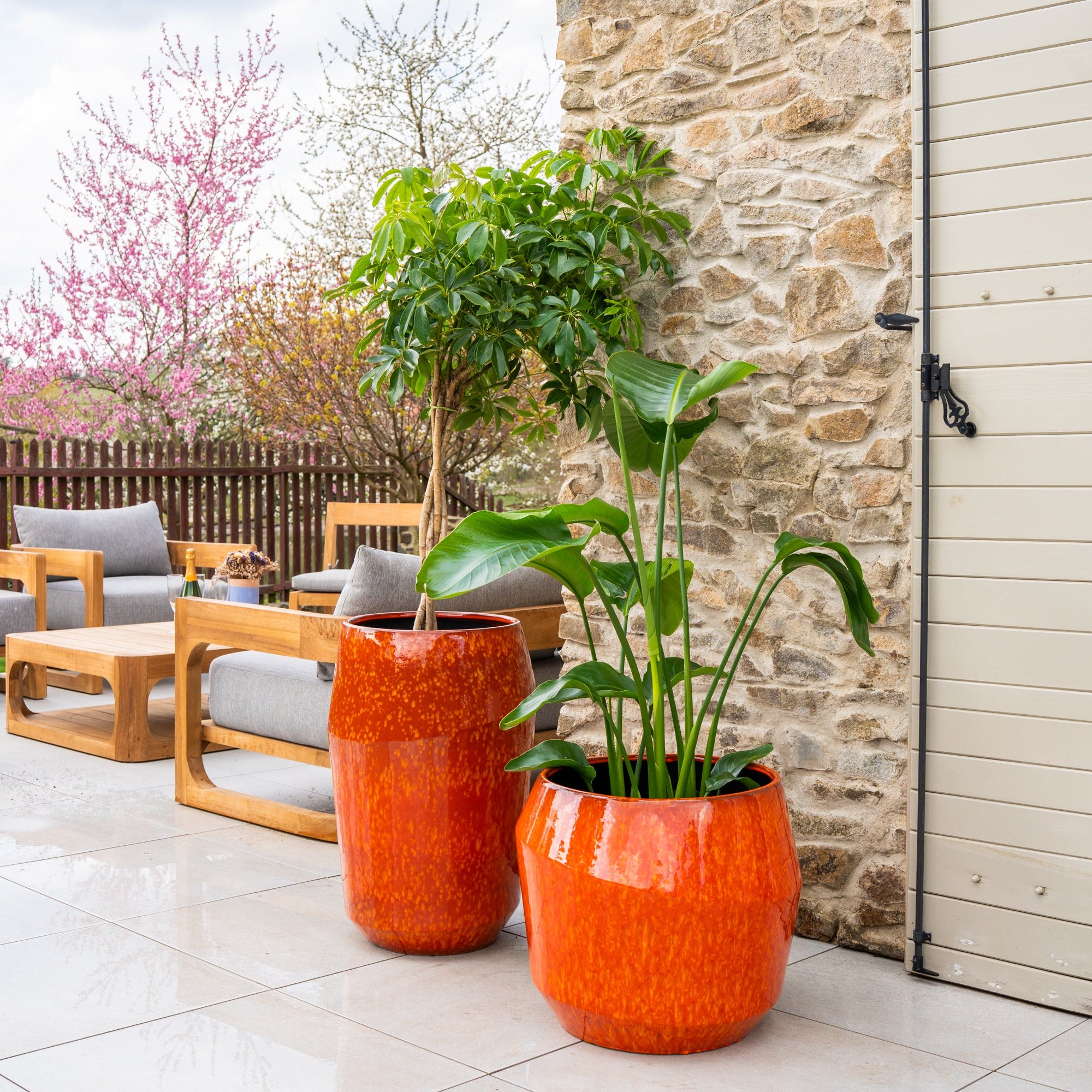 MONACO keramický květináč Oranžový – odolný vůči počasí, pro interiér i exteriér