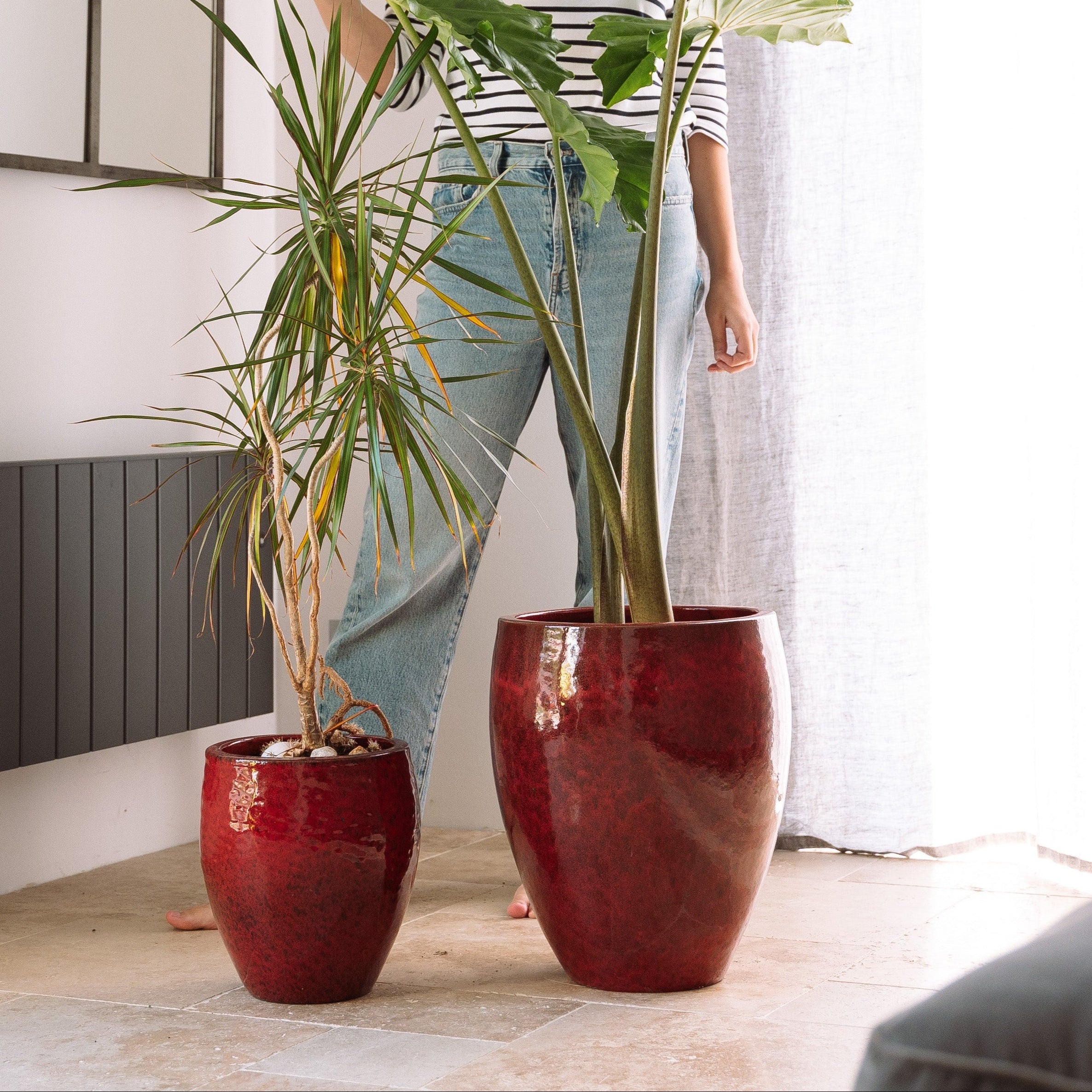 Keramický květináč Poseidon - Tropická červená