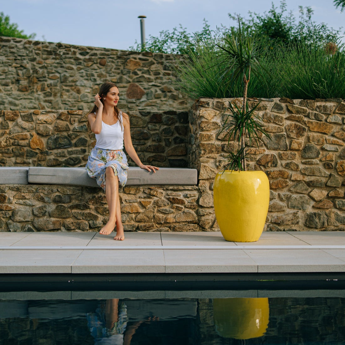 Keramický květináč Galilee - Žlutá