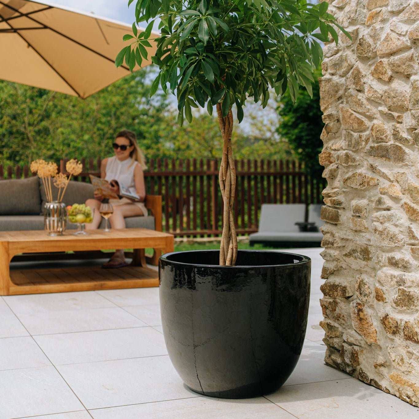 Keramický květináč LANCELOT - Černá