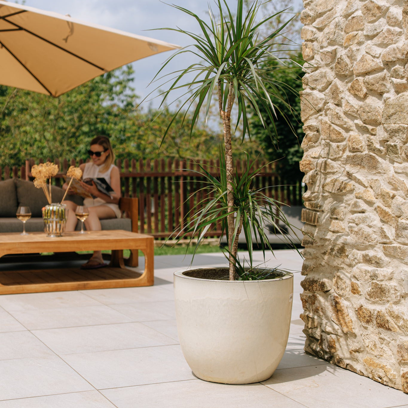 Květináč LANCELOT Krémový – ručně vyráběná keramika, XXL až 68 cm