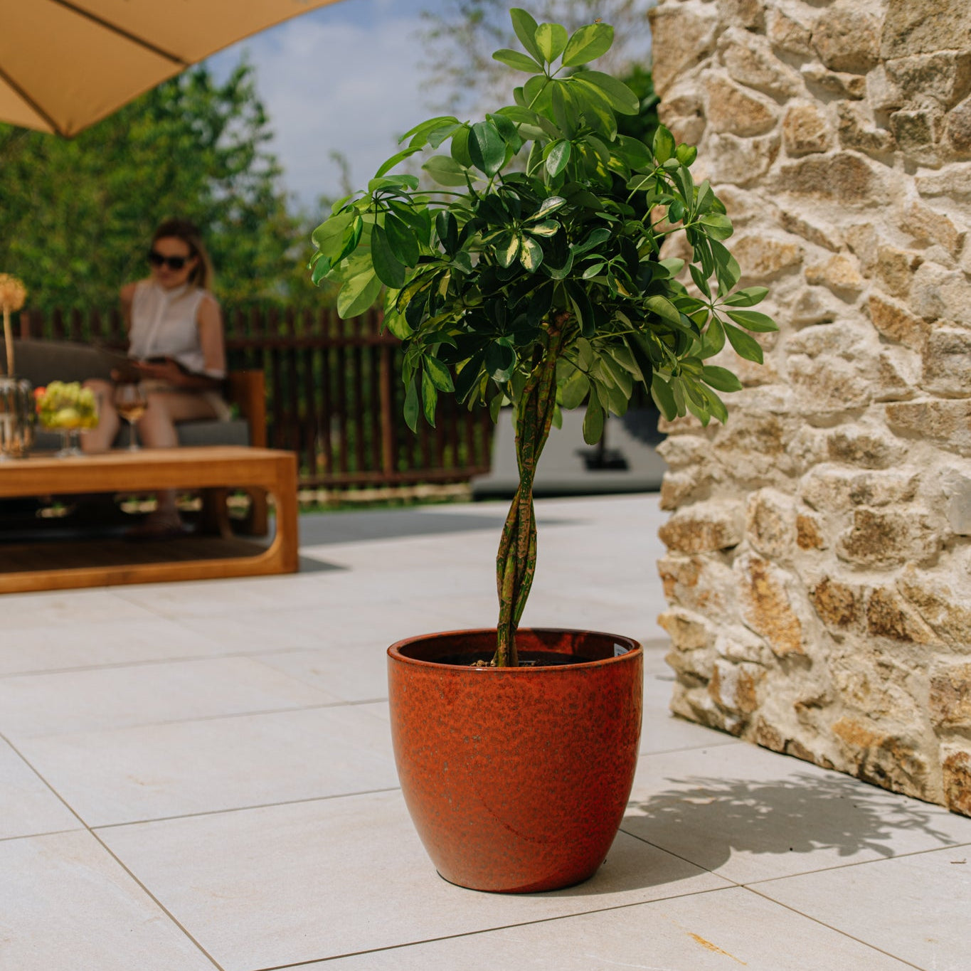 Keramický květináč LANCELOT - Podzimní oranžová