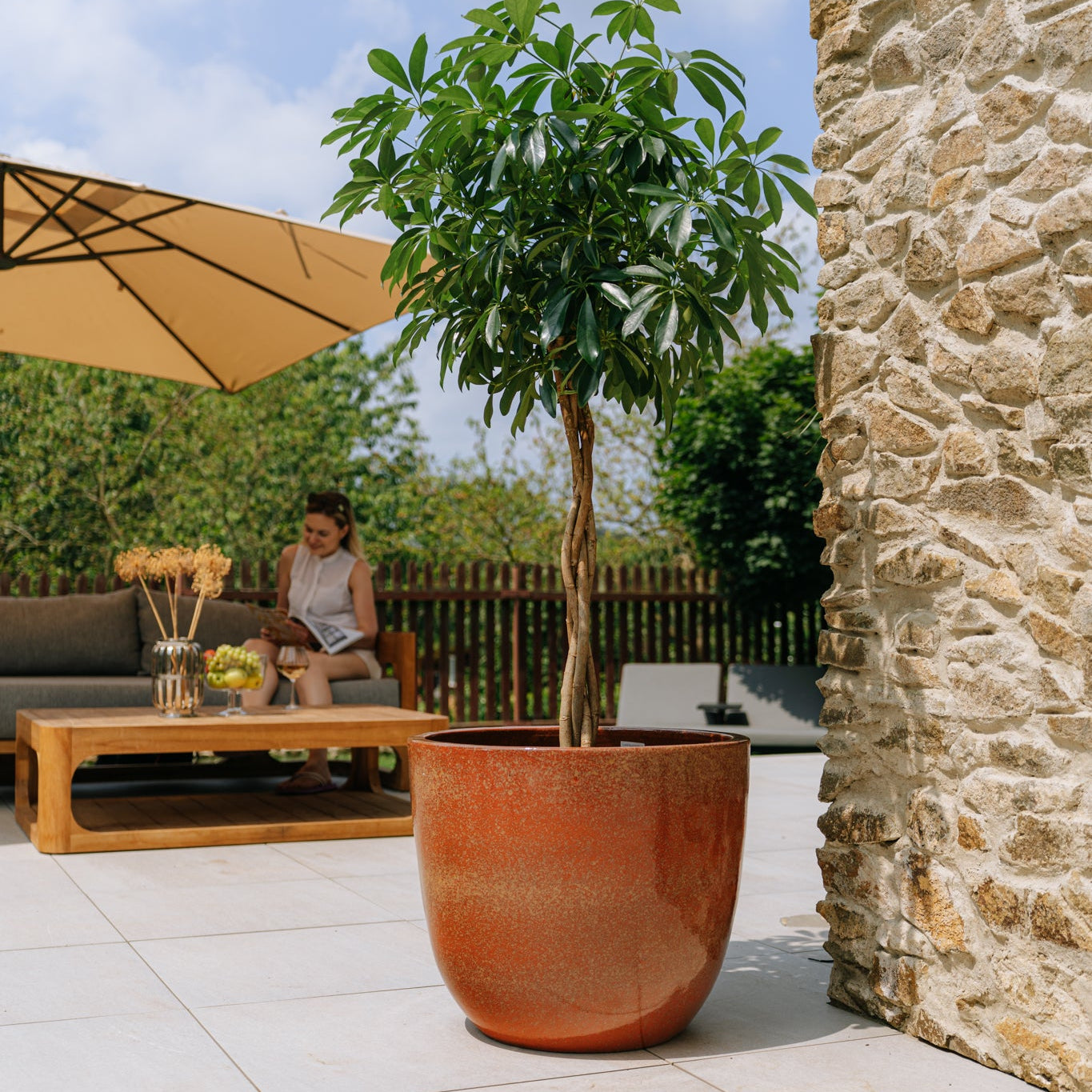 Keramický květináč LANCELOT - Podzimní oranžová