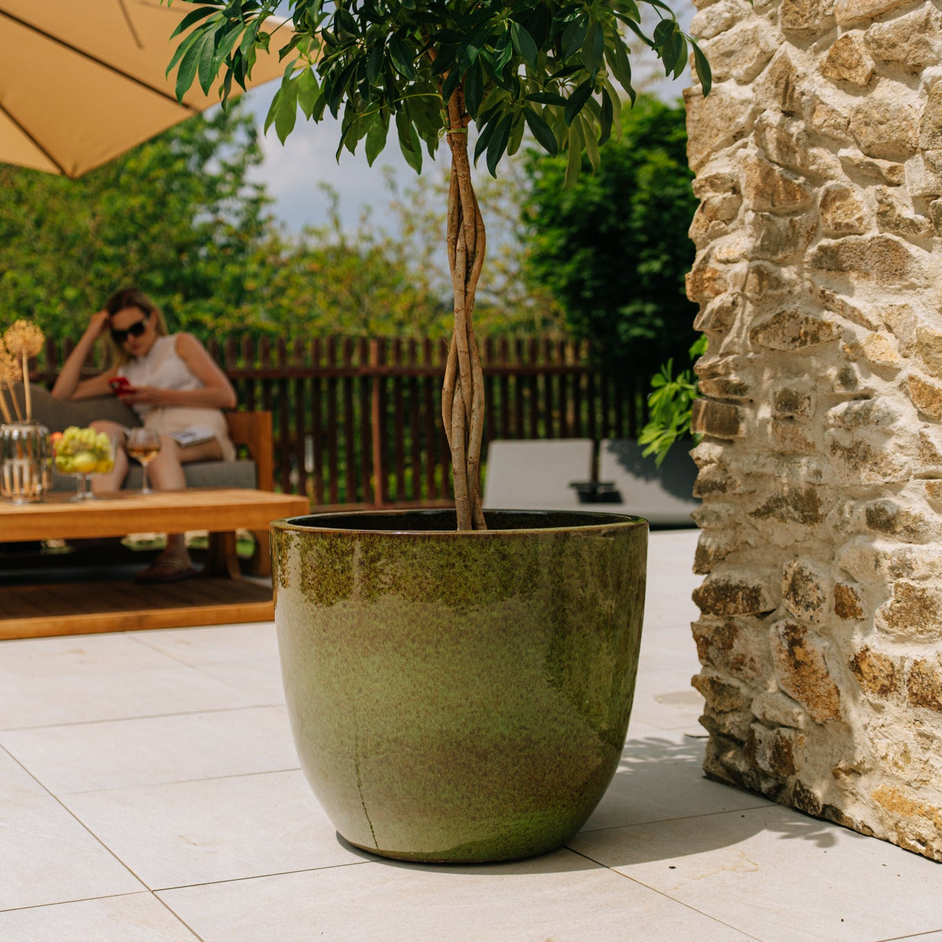 Keramický květináč LANCELOT - Tropická zelená