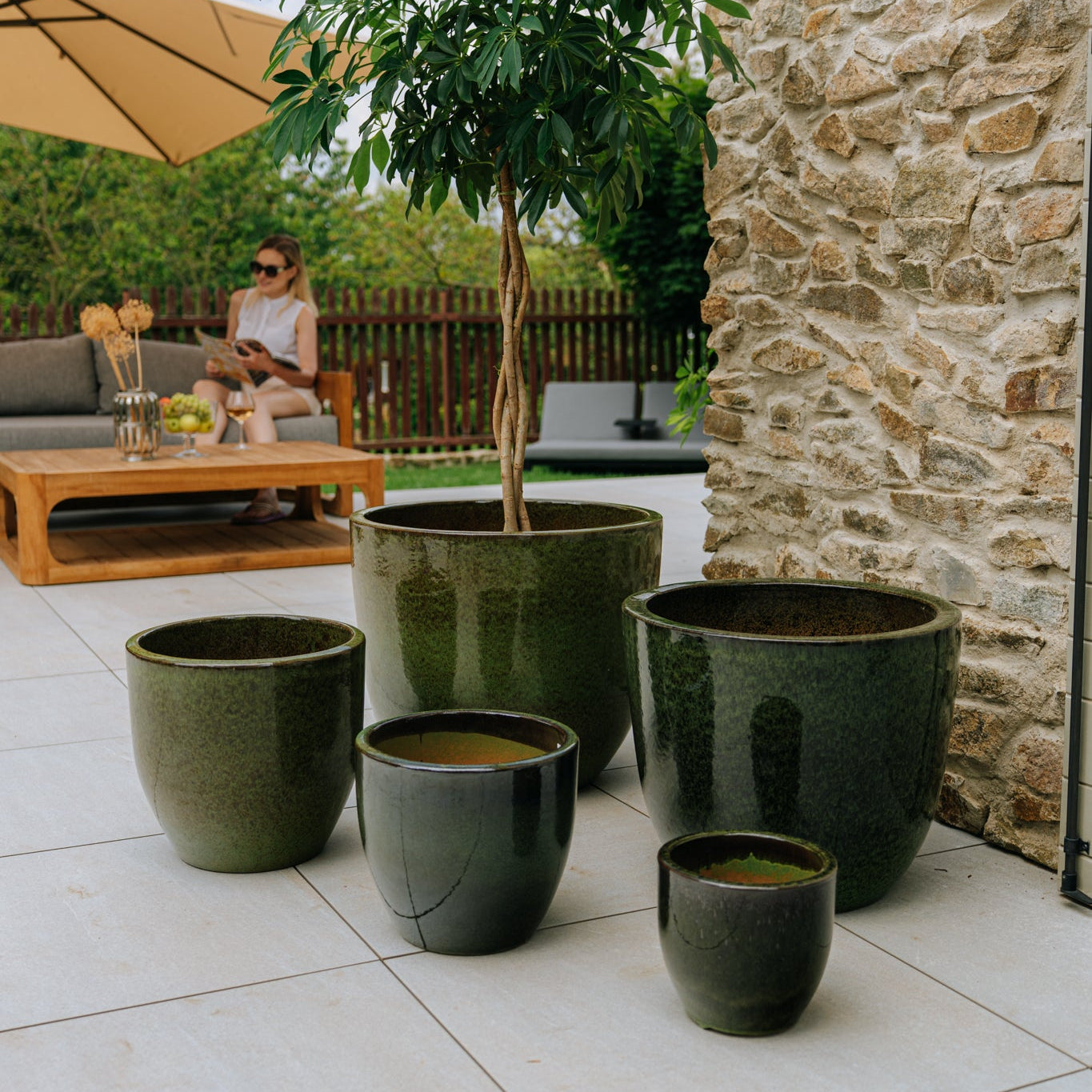 Keramický květináč LANCELOT - Tropická zelená