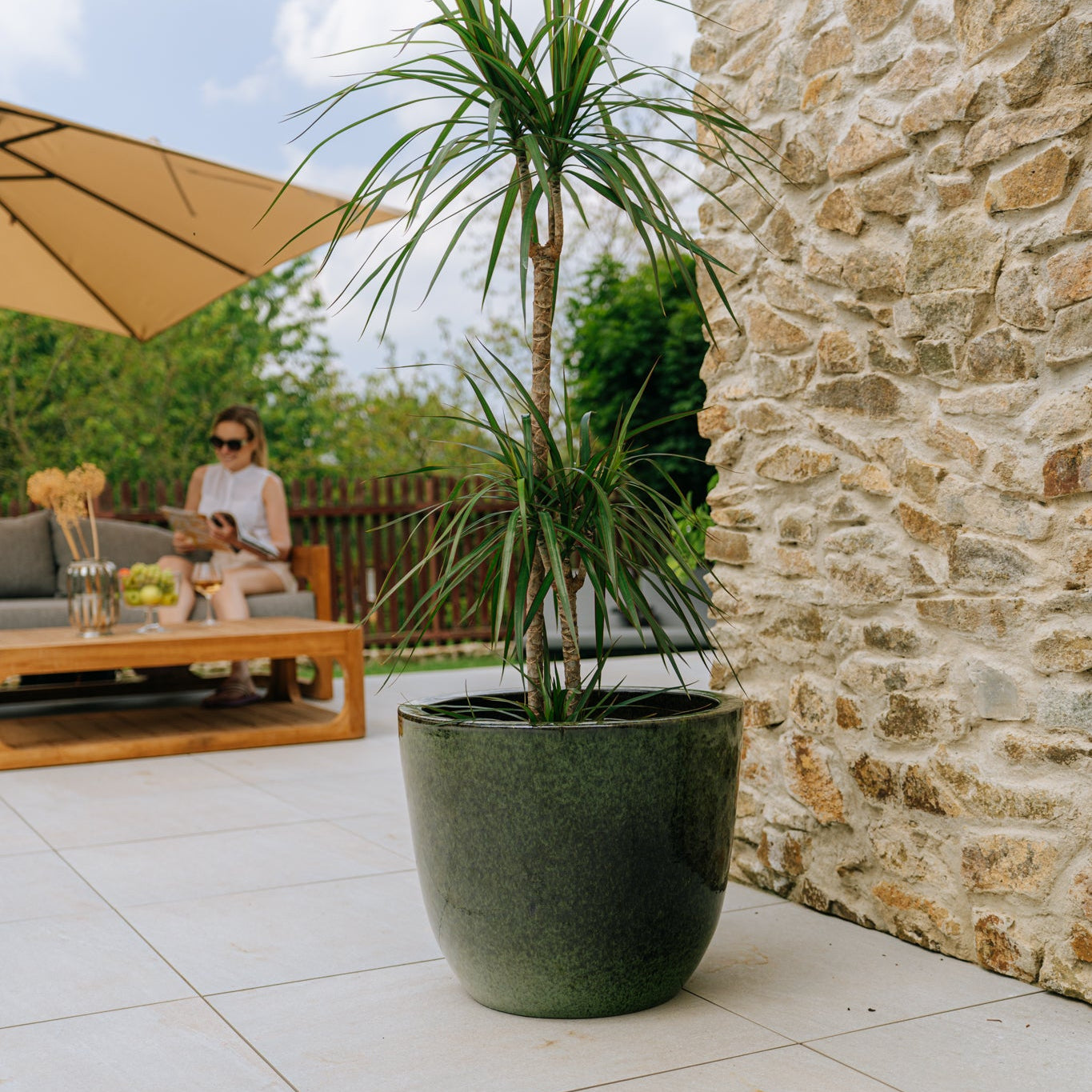 Keramický květináč LANCELOT - Tropická zelená