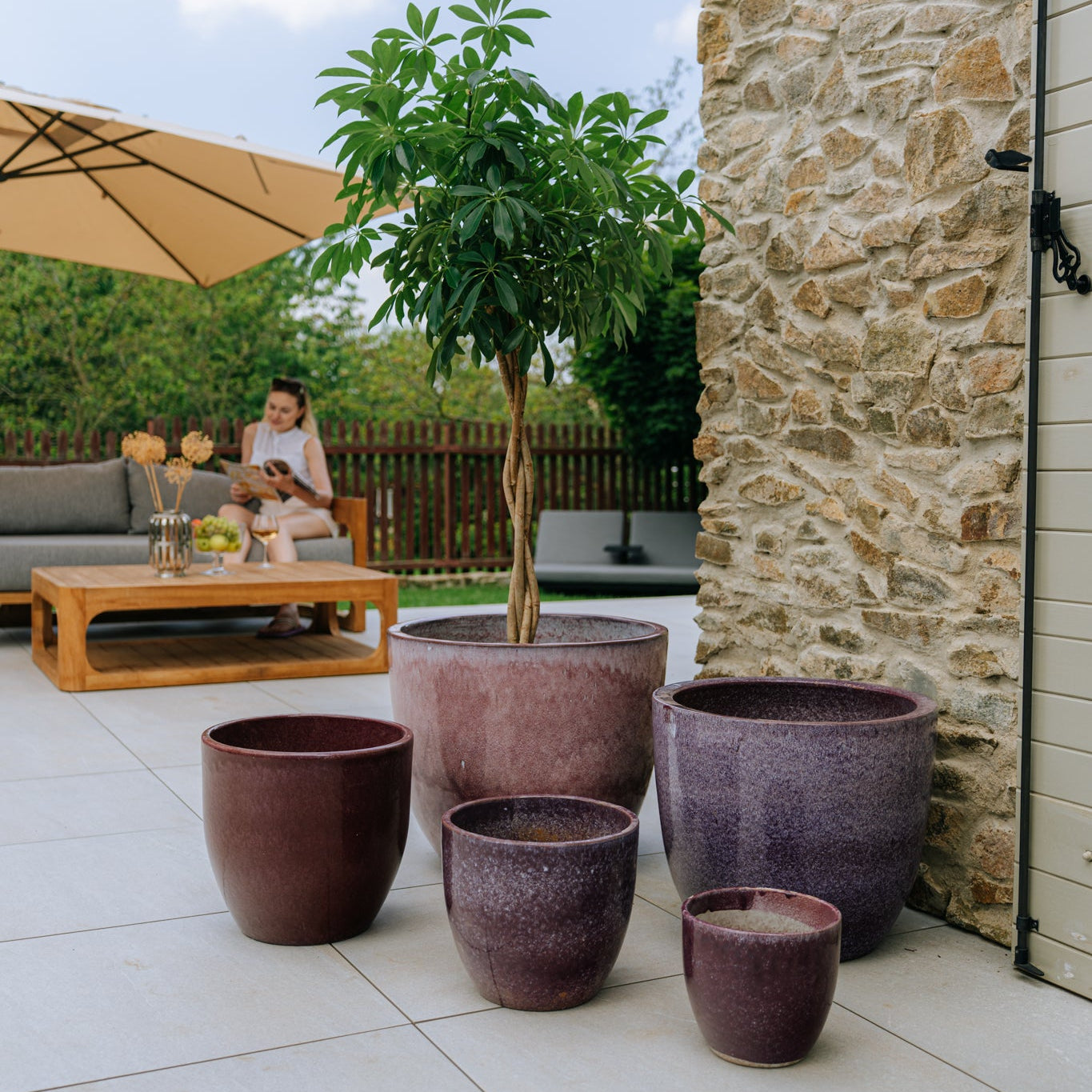 Provencelia květináč LANCELOT Fialový – glazovaná terakota, styl Anduze