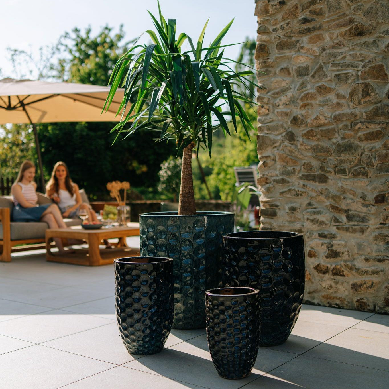 Provencelia květináč MEROVEE ledově modrá – glazovaná terakota, styl Anduze