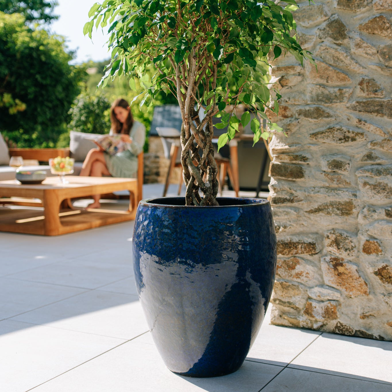 Keramický květináč Poseidon - Mořsky modrá