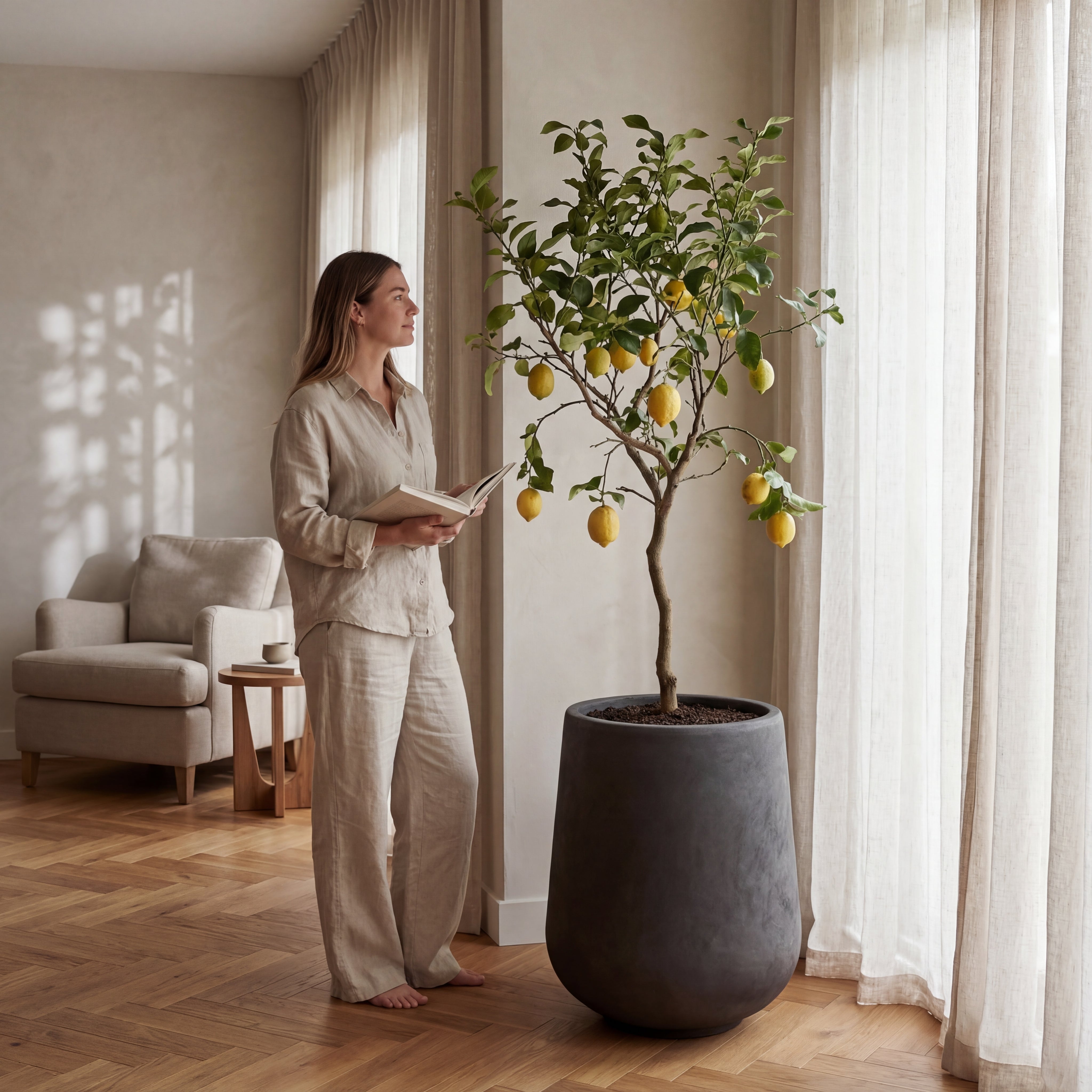 Betonový květináč MONOLITH - Hnědý