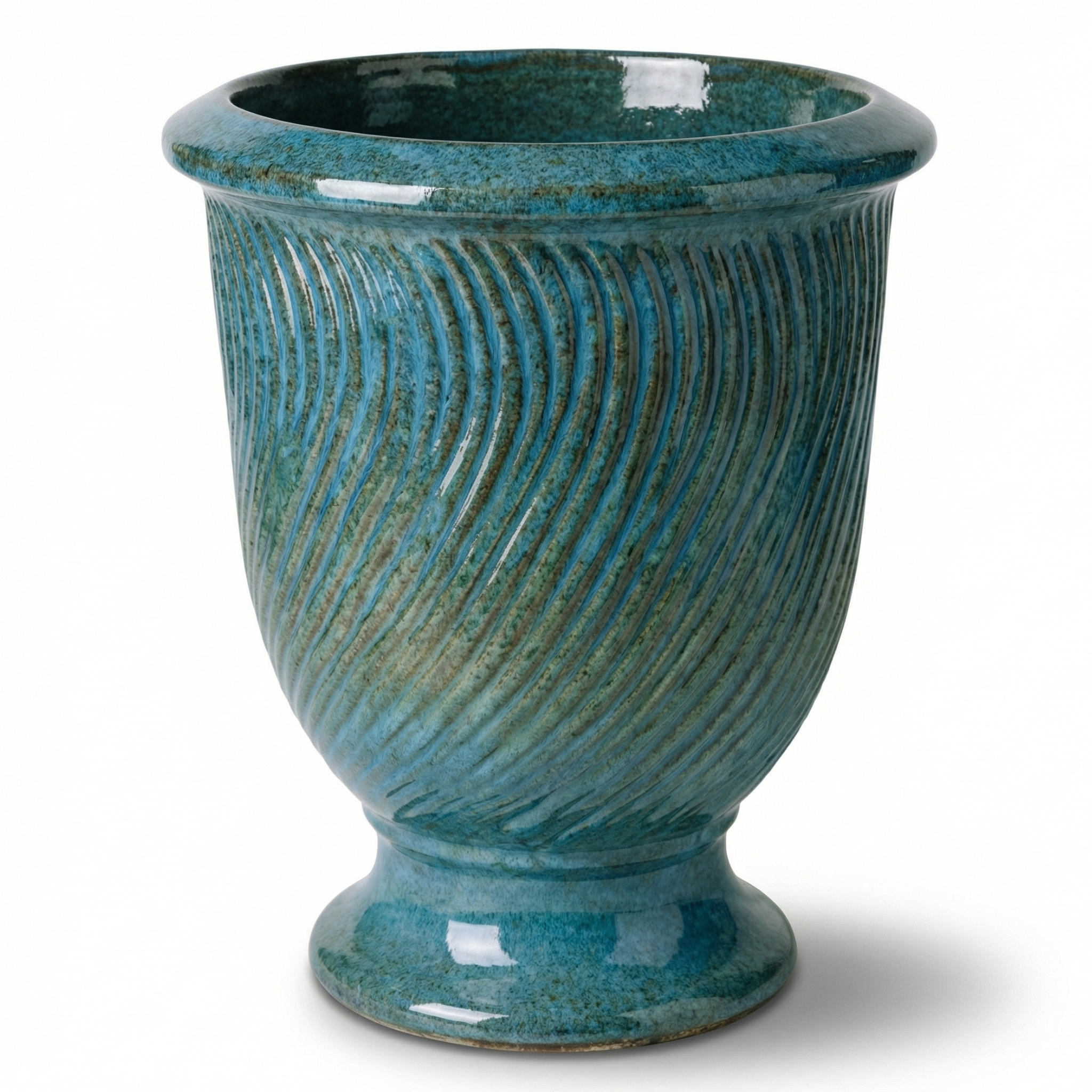 Keramický květináč MORGANE Ocelově modrý – Provencelia, ručně vyráběný, mrazuvzdorný