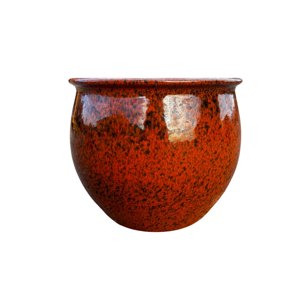 Keramický květináč Newton – Tropická oranžová, L (44 cm x 35 cm)