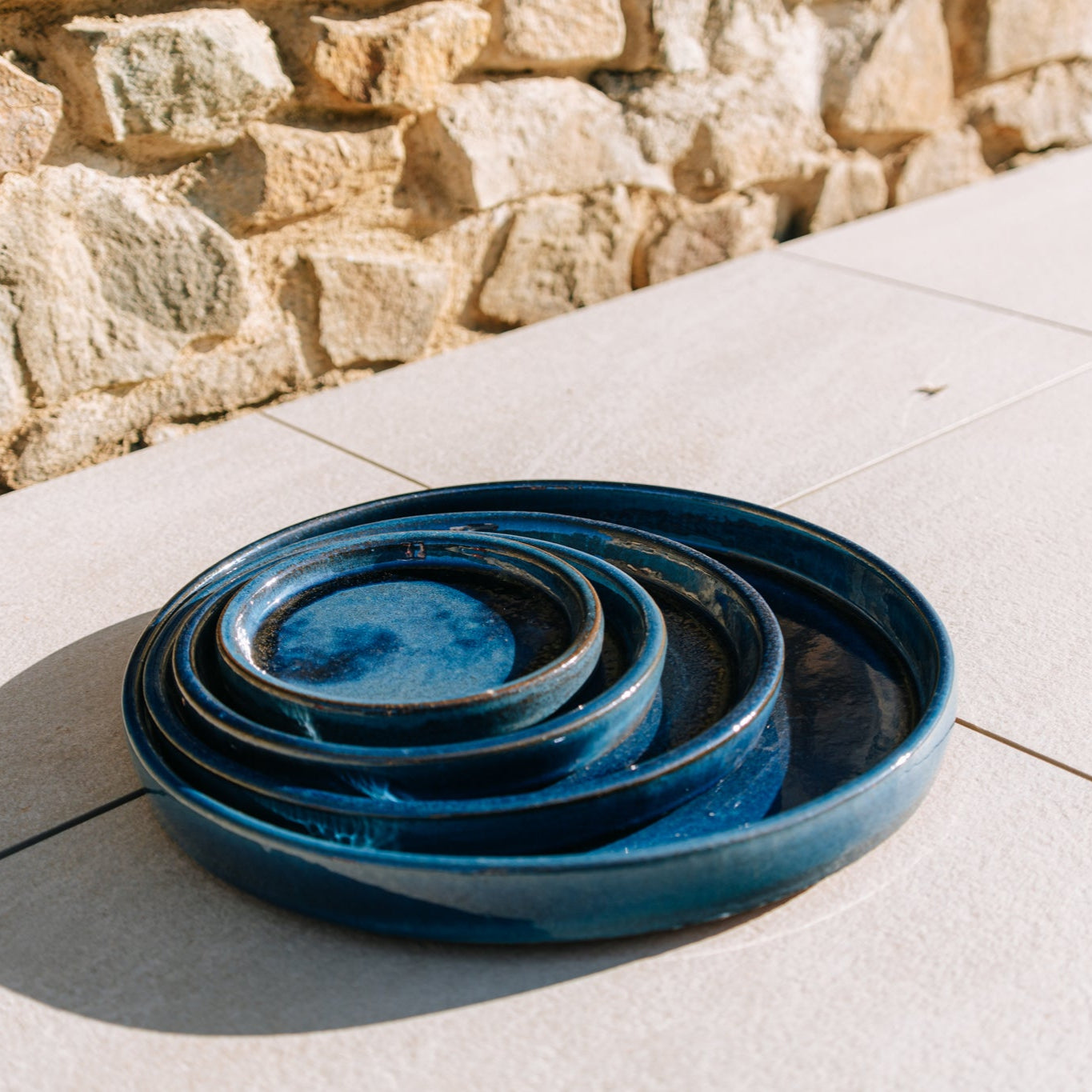 Podmiska pod květináč - Azurově modrá