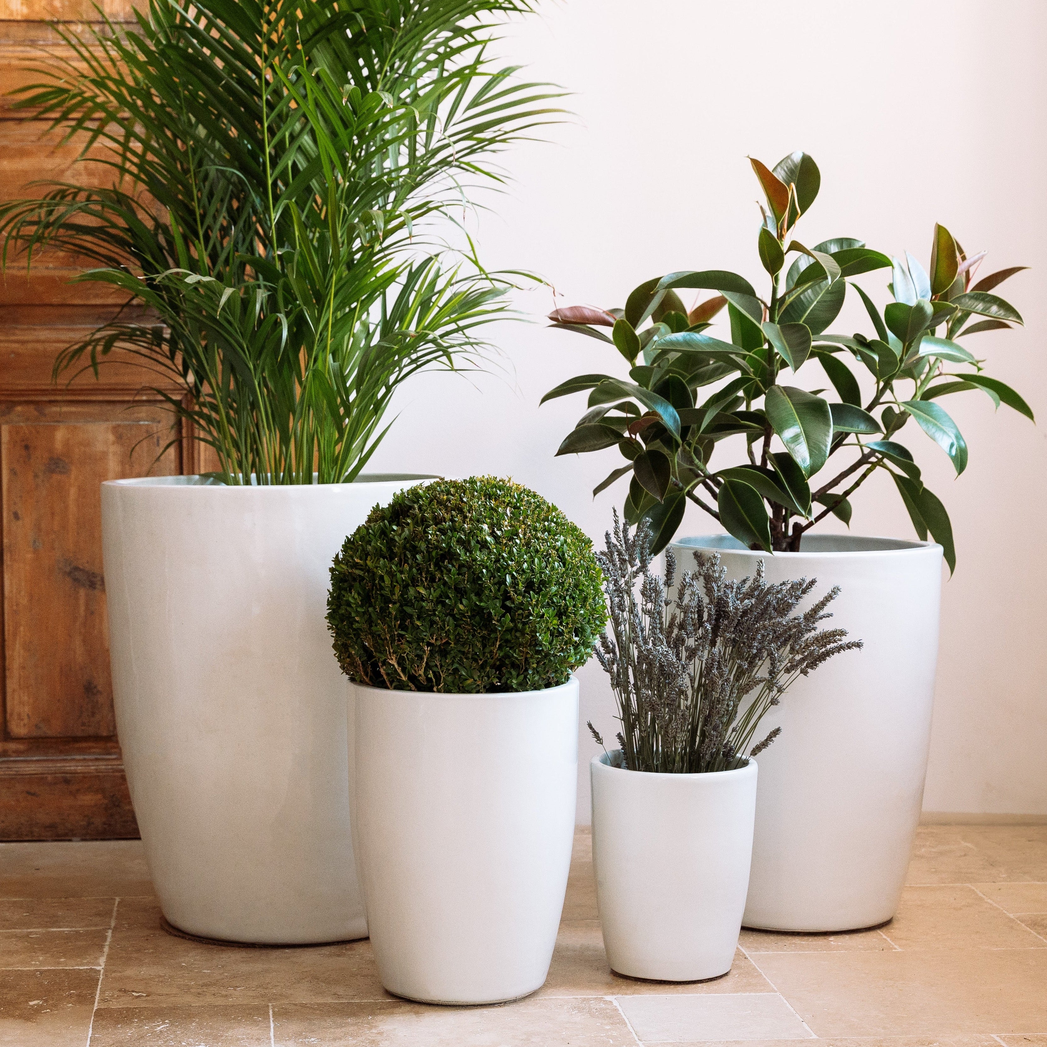 Vysoký keramický květináč Platon - Bílý