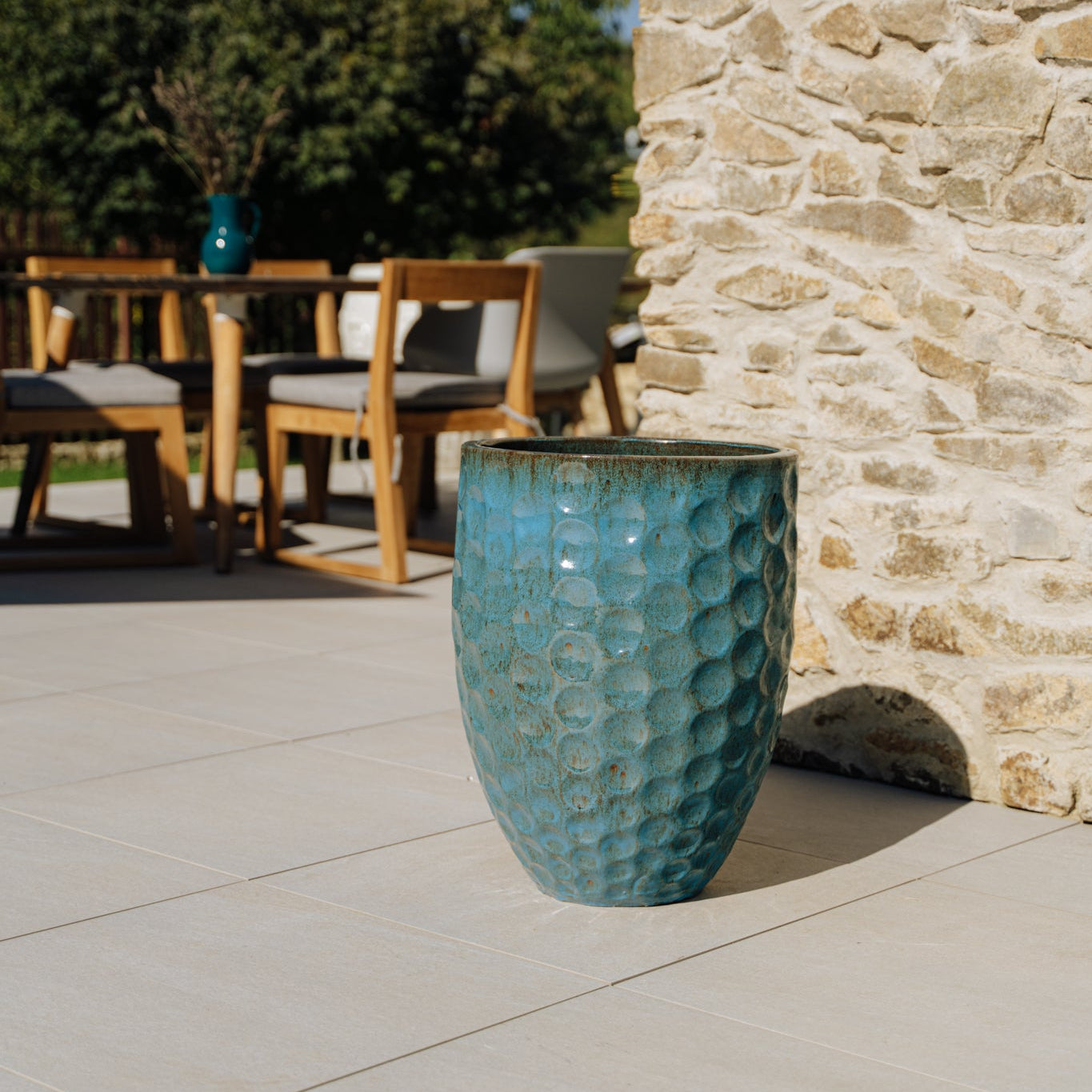 Keramický květináč MEROVEE - Ocelově modrá