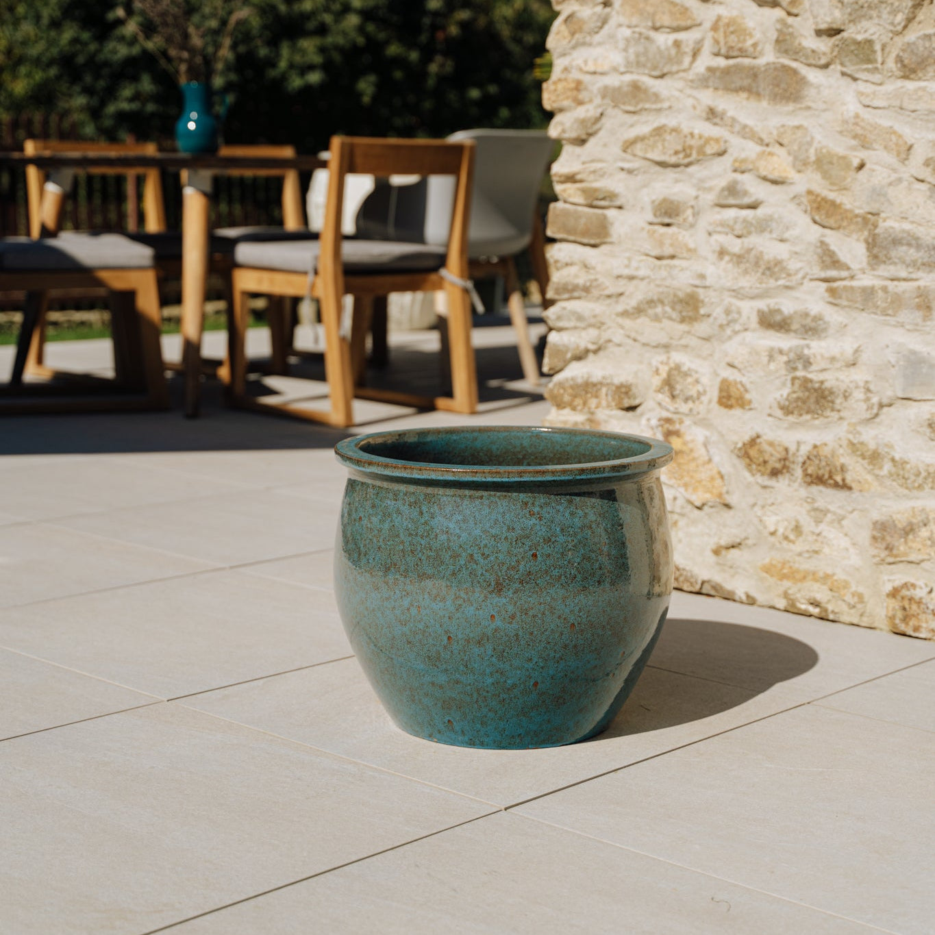 Keramický květináč Newton - Ocelově modrá - Provencelia.cz