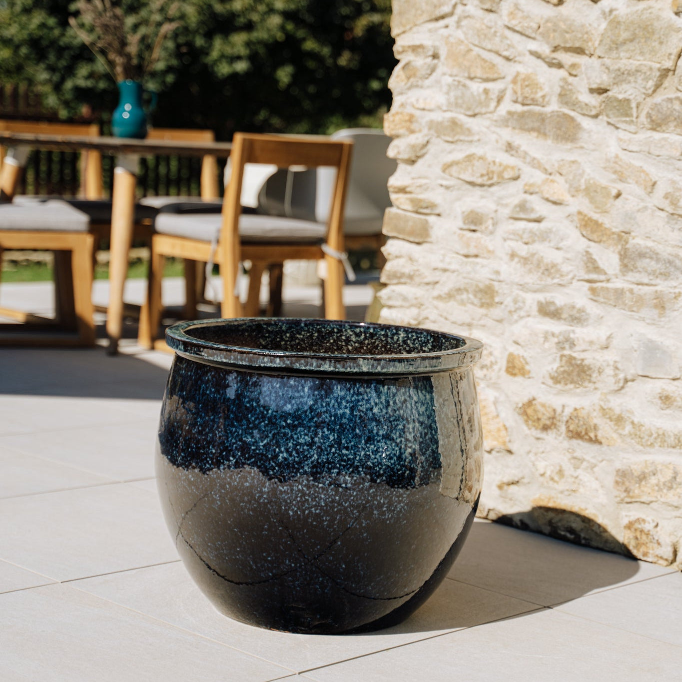 Keramický květináč Newton - Mořsky modrá - Provencelia.cz