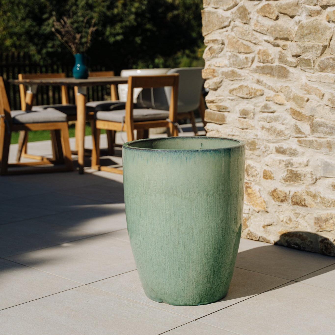 Vysoký keramický květináč Platon - Tyrkysový