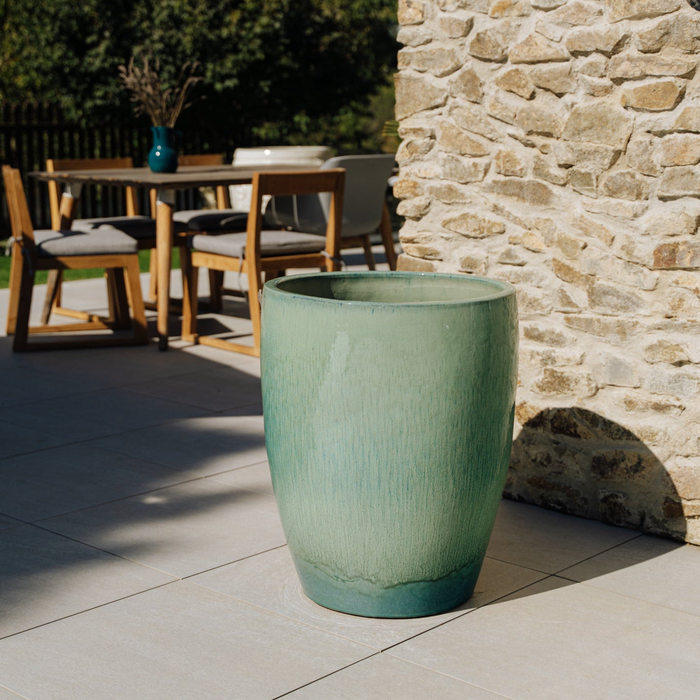 Vysoký keramický květináč Platon - Tyrkysový