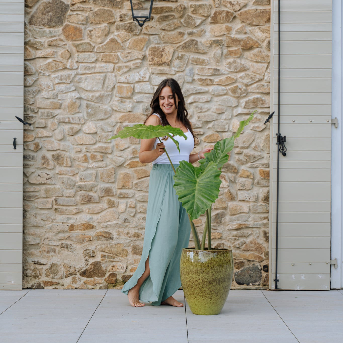 Keramický květináč LAFONTAINE - Podzimní zelená - Provencelia.cz