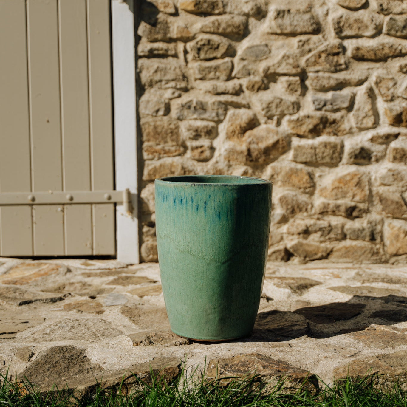 Vysoký keramický květináč Platon - Tyrkysový