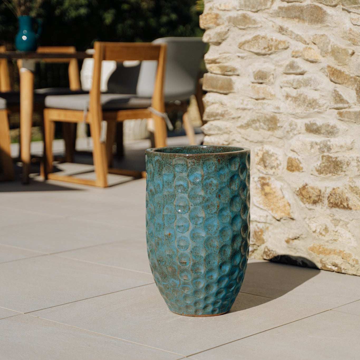 Provencelia MEROVEE ocelově modrá – prémiový keramický květináč, nadčasový design