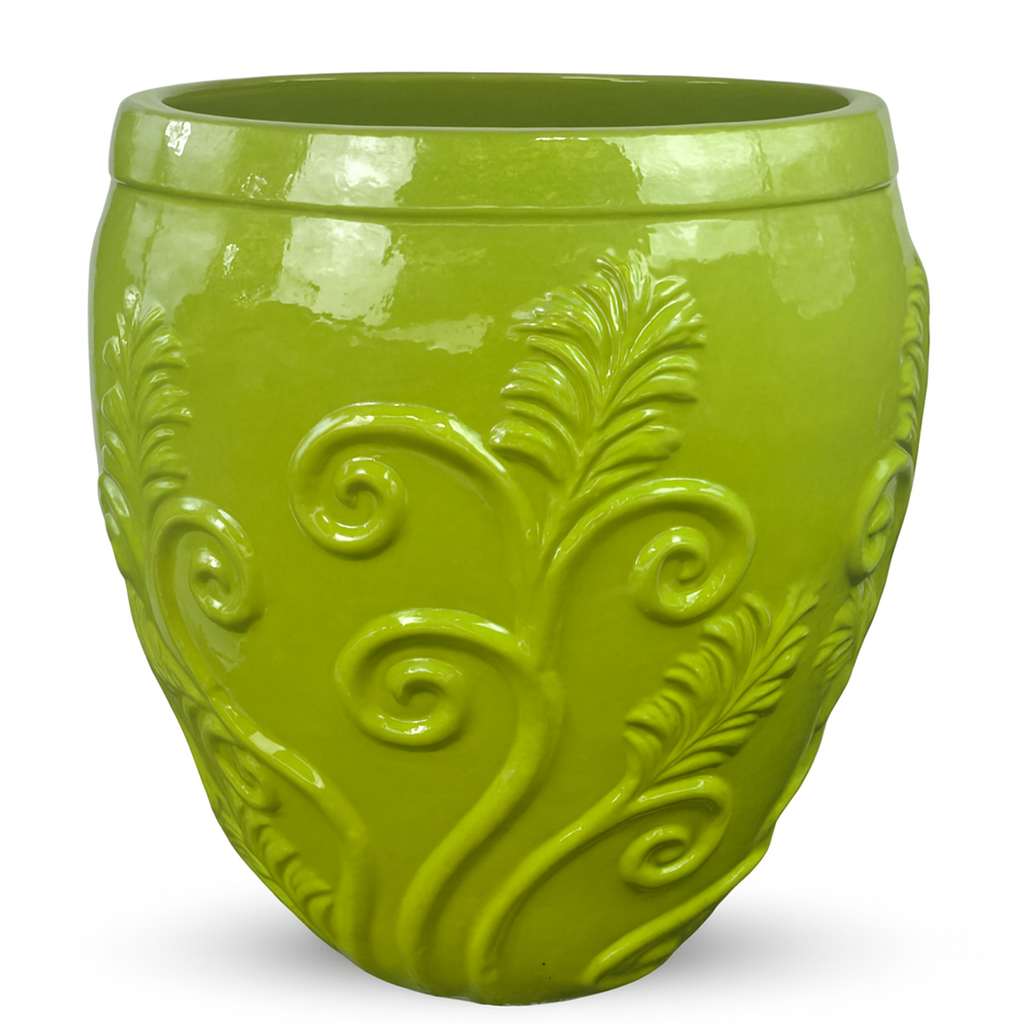 Keramický květináč Gaia - Olivově zelená
