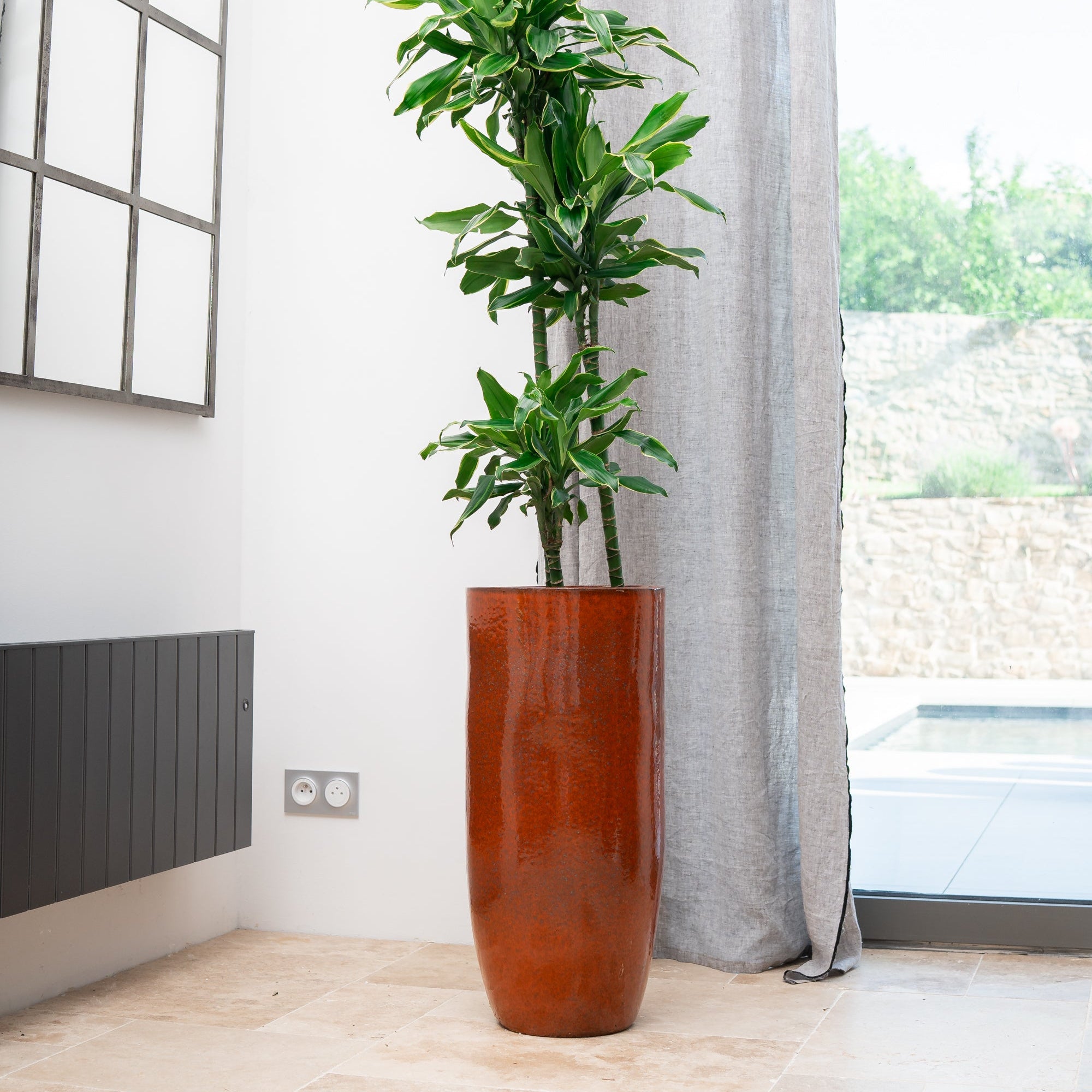 ATHENA keramický květináč podzimní oranžová – odolný vůči počasí, pro interiér i exteriér