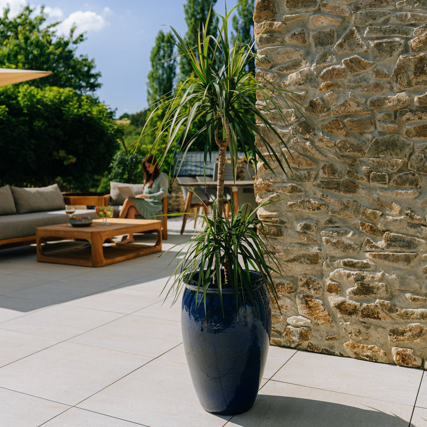 Keramický květináč BACCHUS - Mořsky modrá